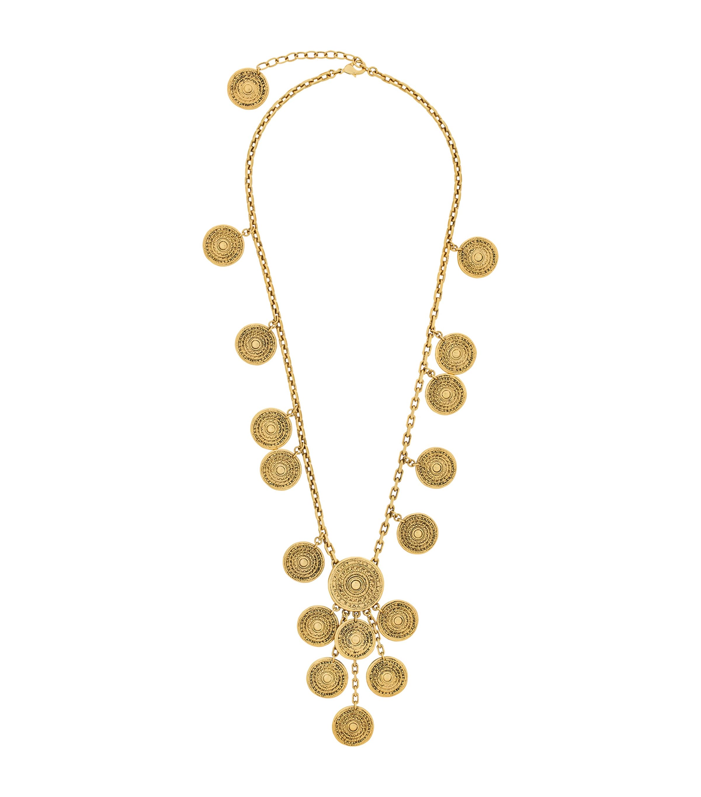 Saint Laurent Medallion Chain Necklace In Metallic