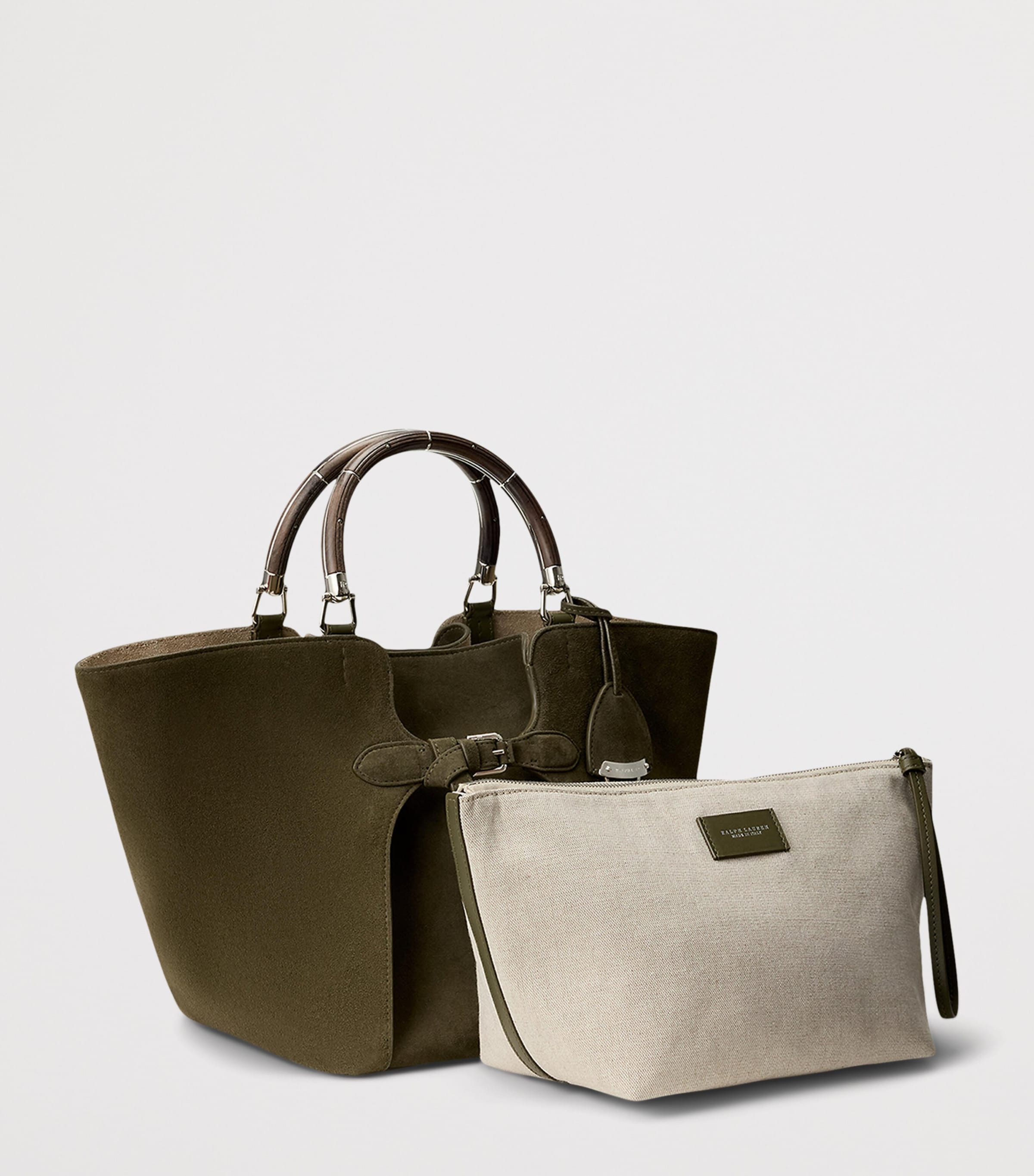 Ralph Lauren Collection Suede Ralph Tote Bag Dark Taupe Image 2