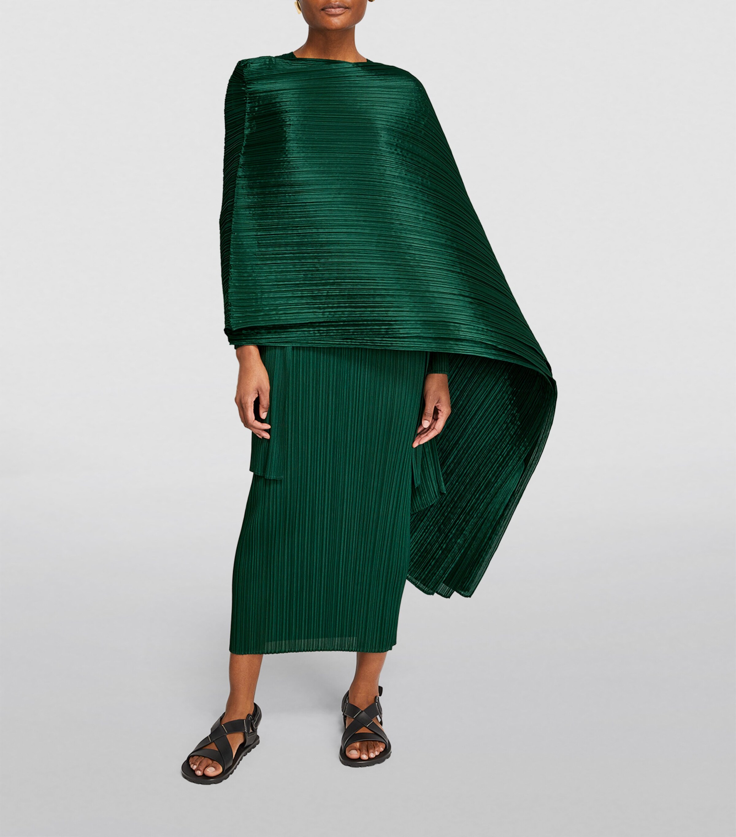 Pleats Please Issey Miyake Green Basics Madame-T Stole | Harrods SA