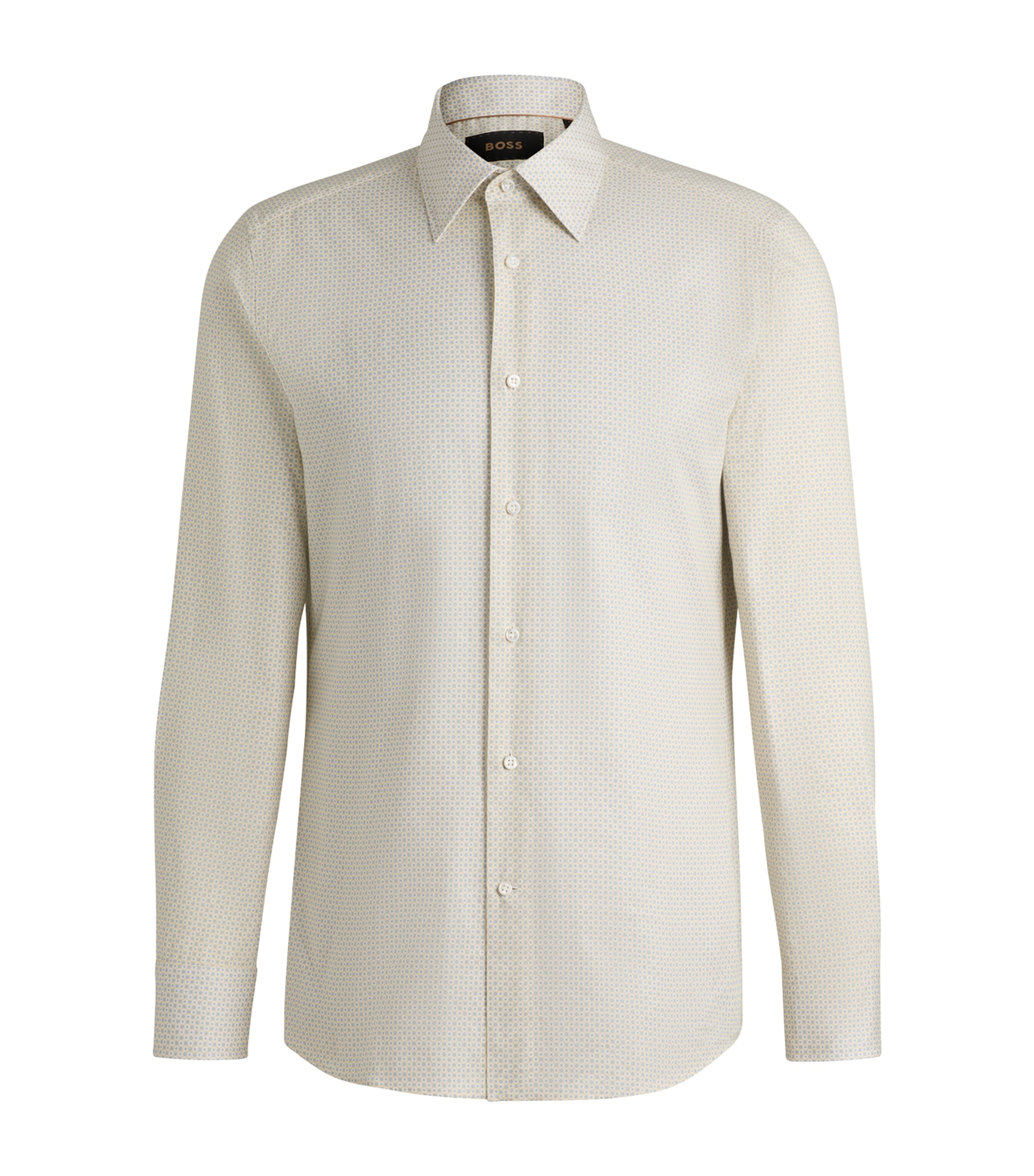 Hugo Boss Regular-fit Shirt In Cotton And Cashmere In Yellow