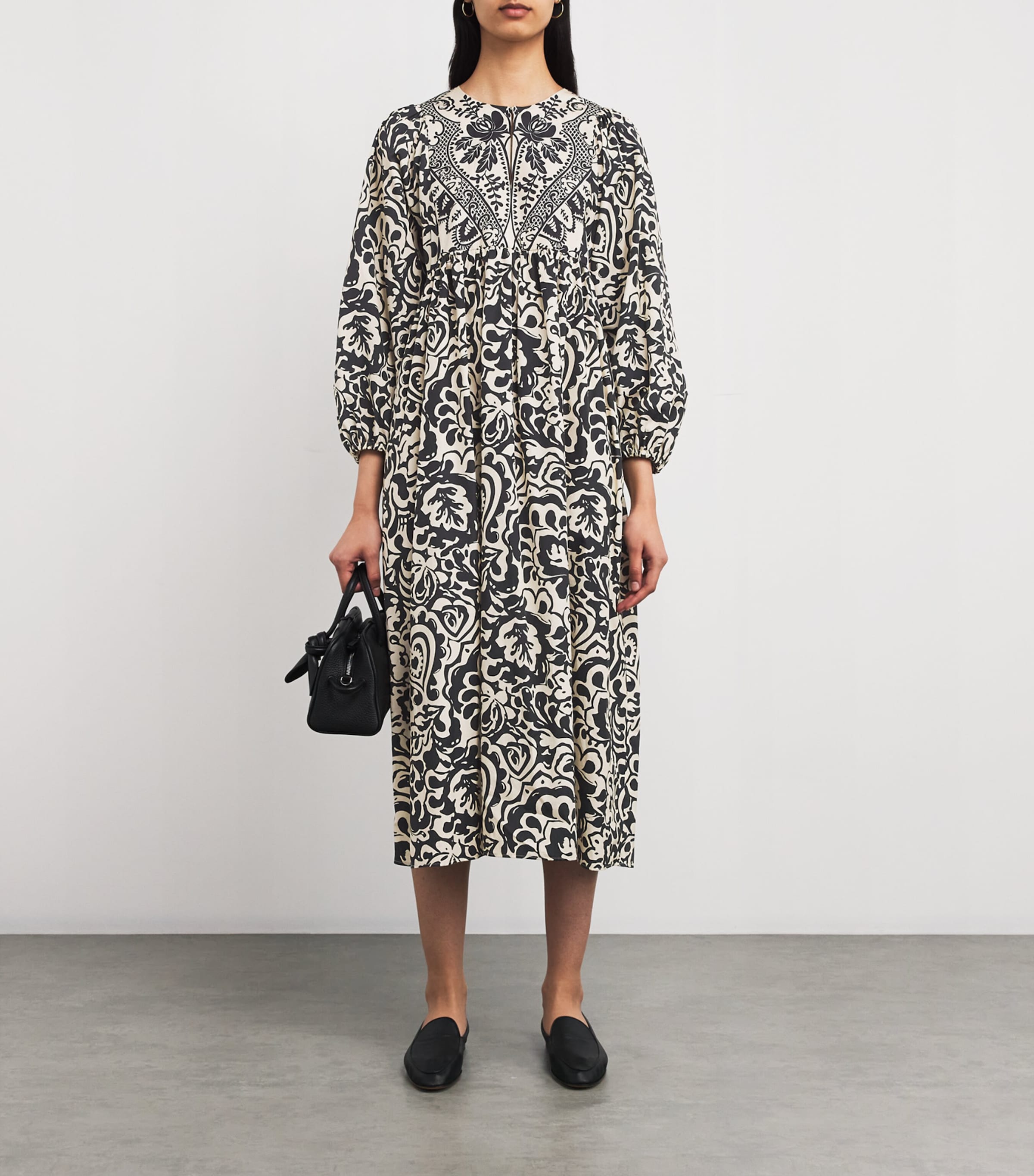 Weekend Max Mara Womens Cotton Printed Midi Dress Black Image 2