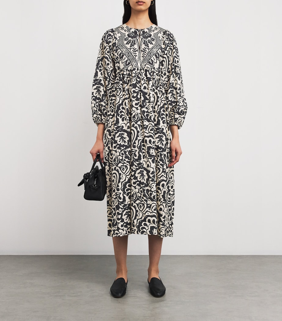 Weekend Max Mara Womens Cotton Printed Midi Dress Black Image 2