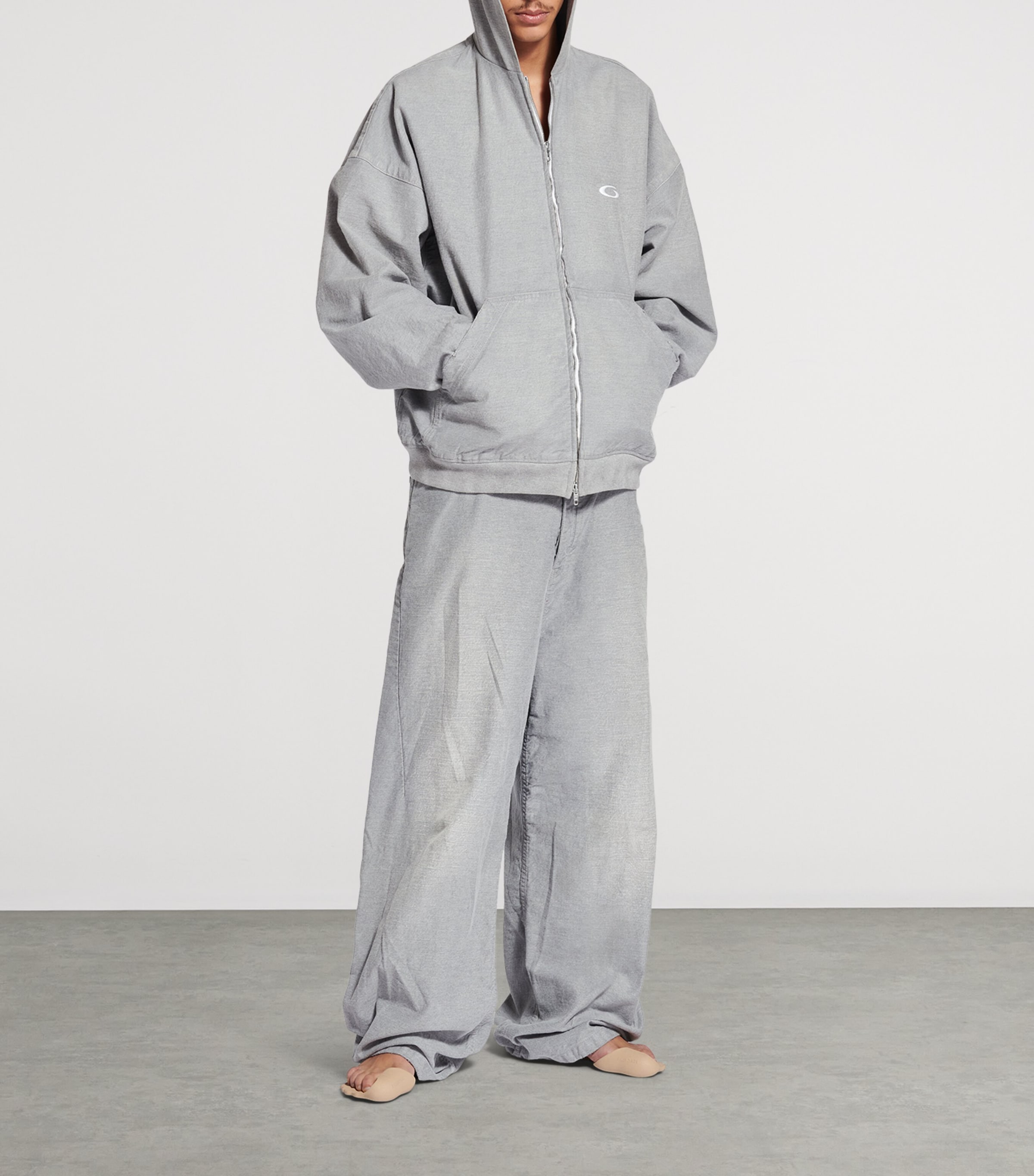 Balenciaga Mens Distressed Wide-Leg Jeans Image 4
