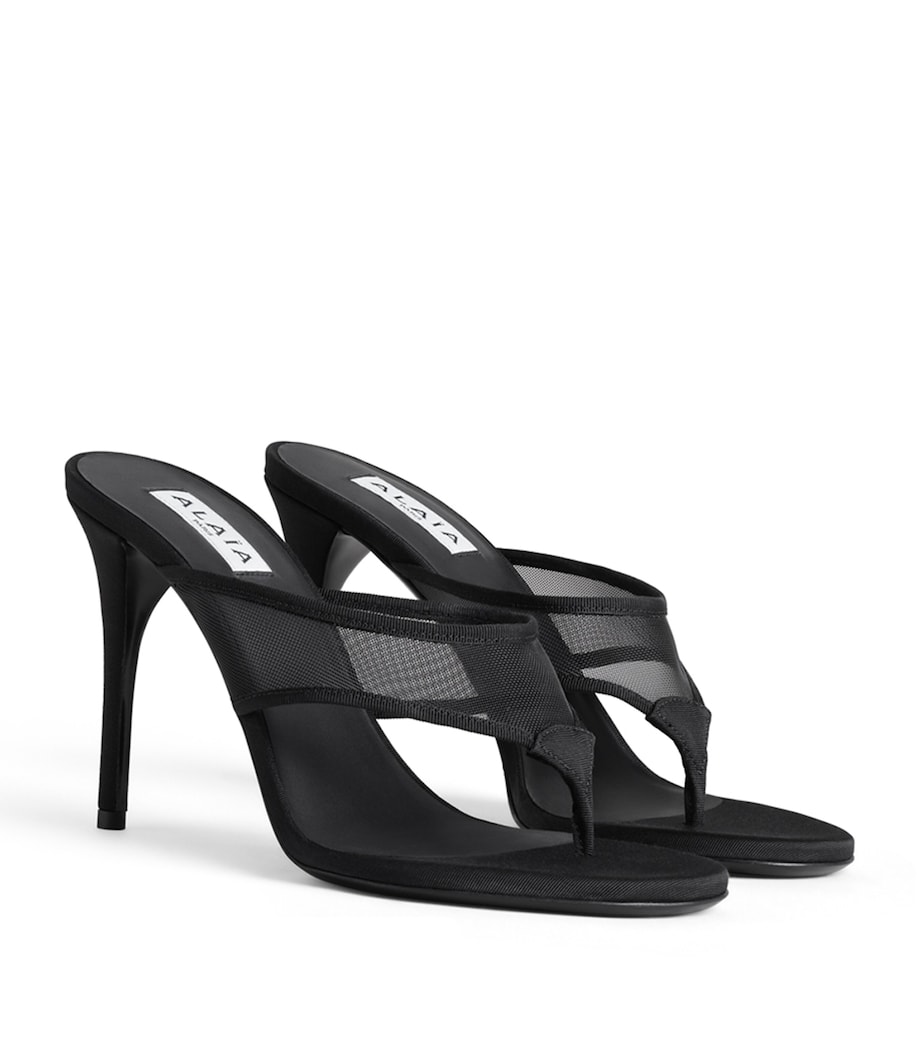 Alaïa Mesh Thong Mules 90 Black Image 2