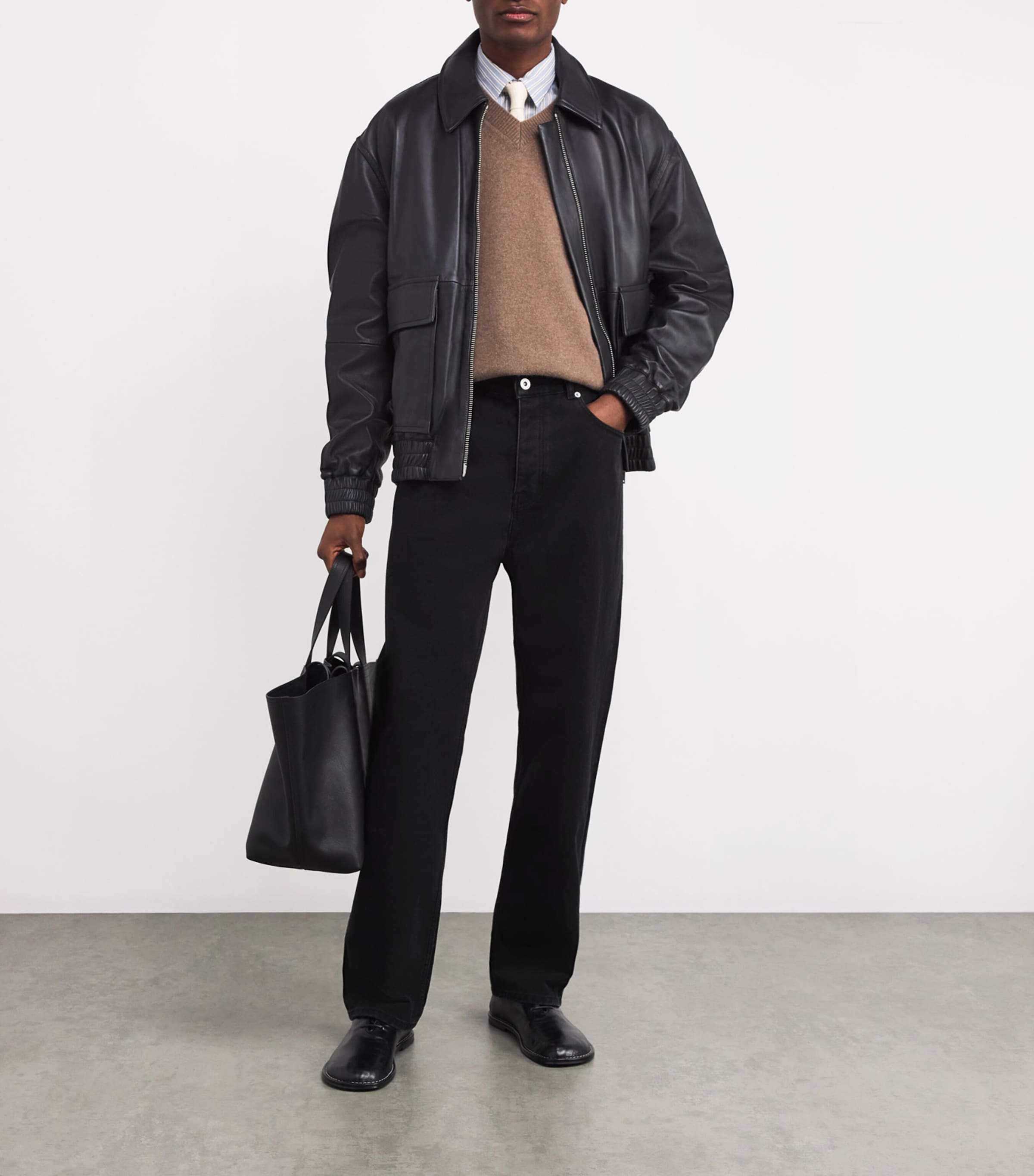 Drôle De Monsieur Mens Corduroy-Trim Straight Jeans Black Image 2