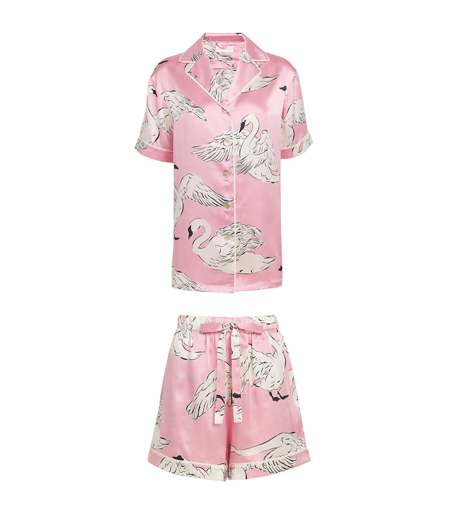 Olivia von Halle Womens Silk Ingo Selene Swan Short Pyjamas Image 1