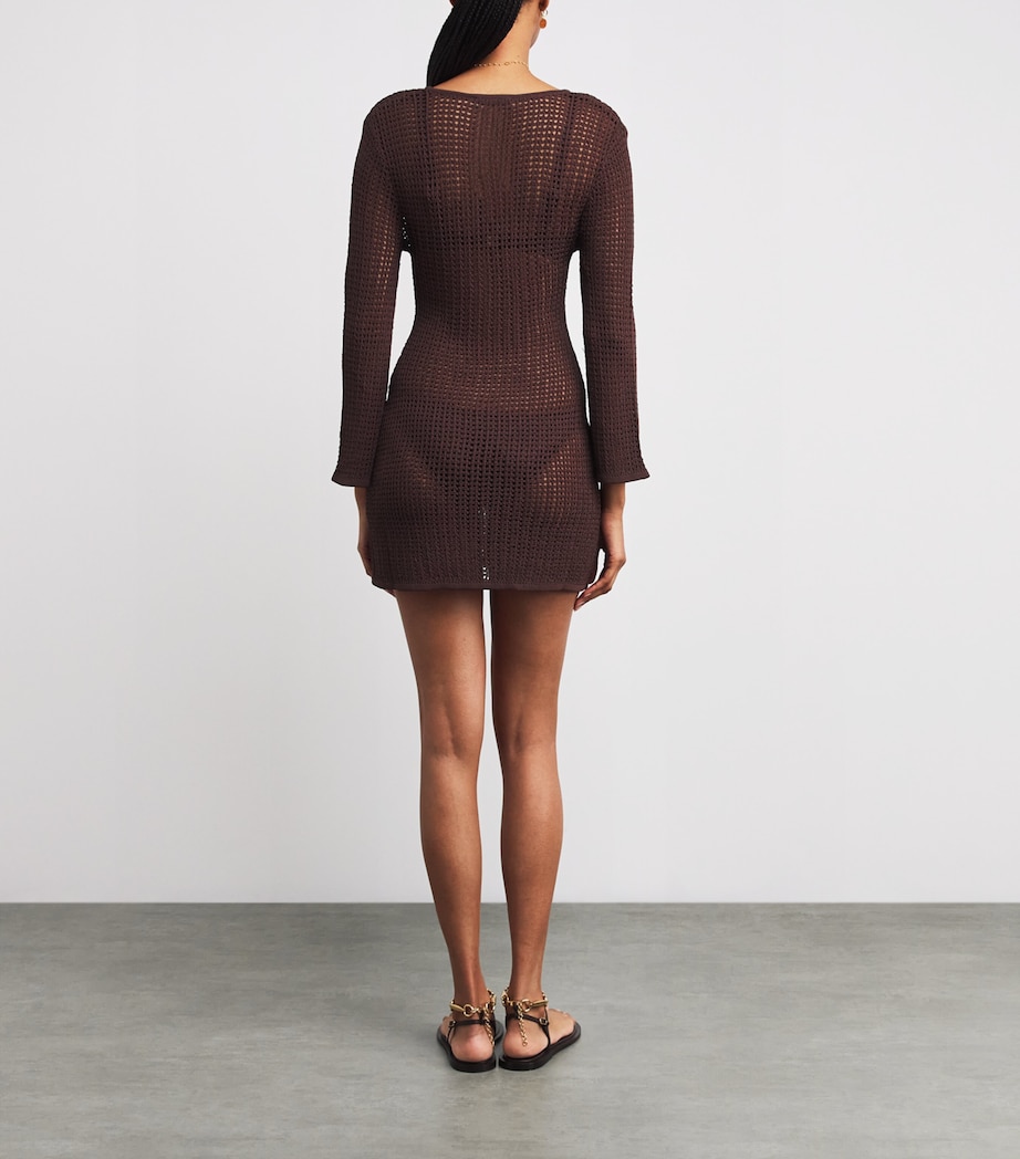 Crochet Ellis Mini Dress BROWN9 Image 3
