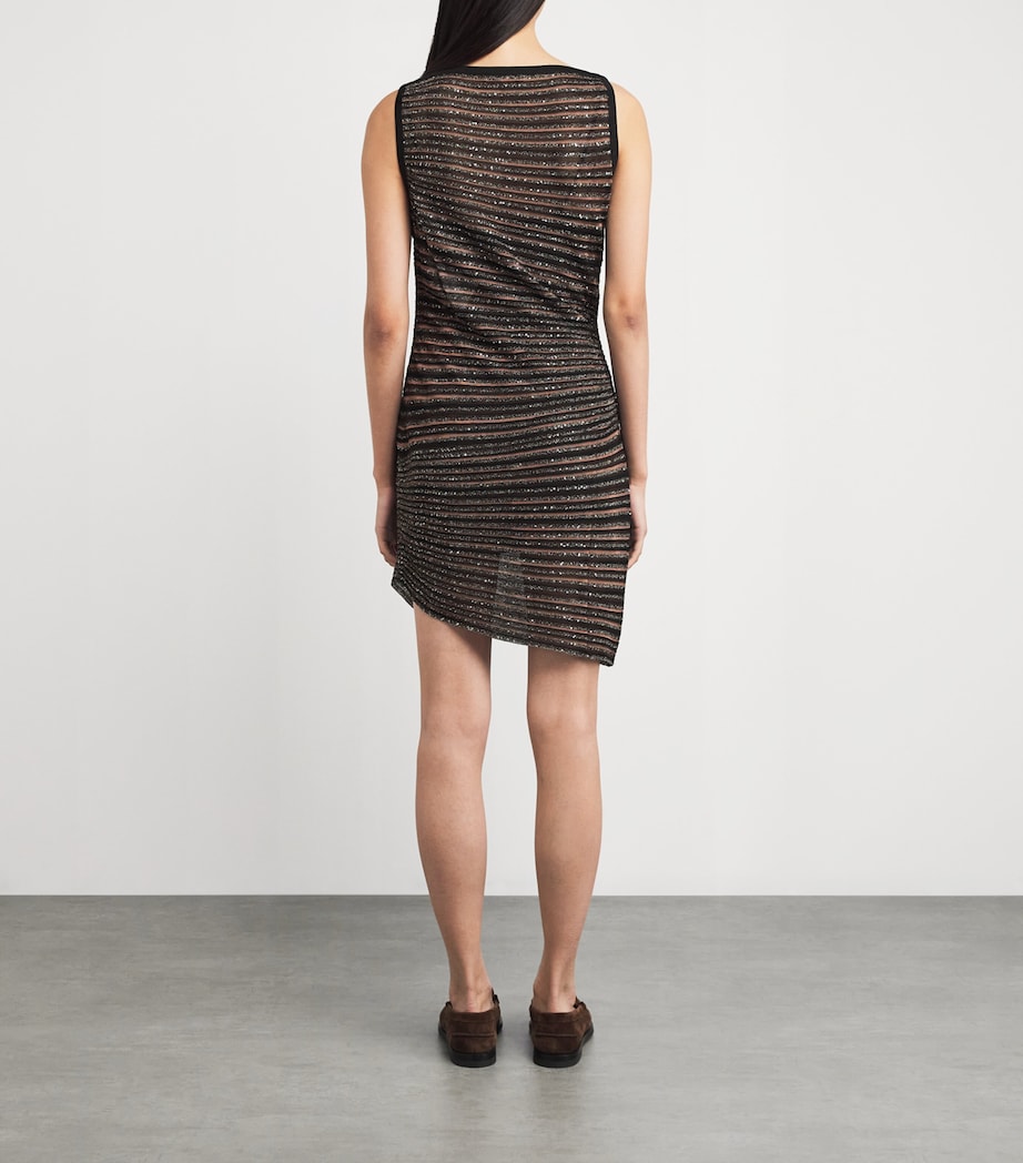 Stripe Sleeveless Boat Neck Mini Dress S80E3 BROWN/BLACK Image 4