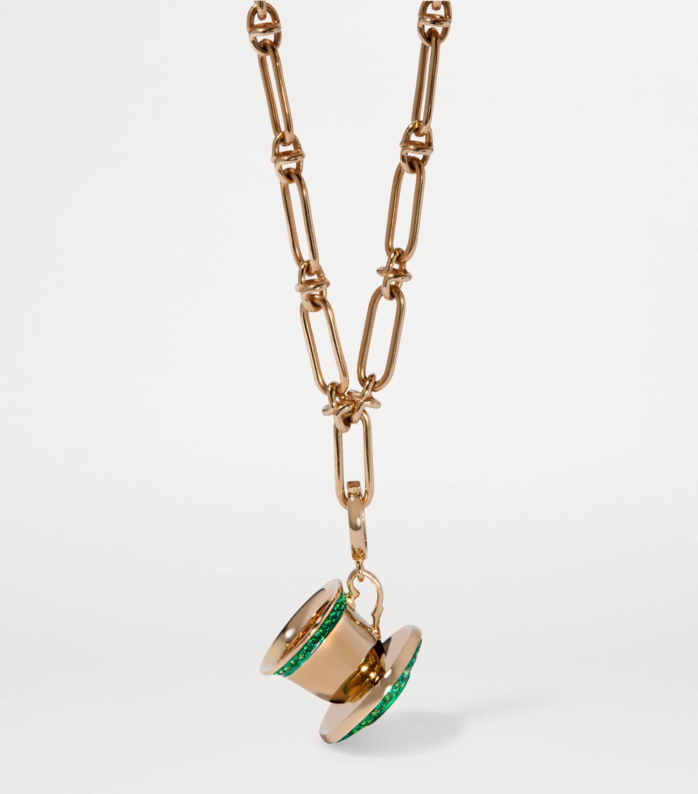 x Harrods Yellow Gold and Tsavorite My Life in Charms Teacup Charm YELLOW GOLD Image 4