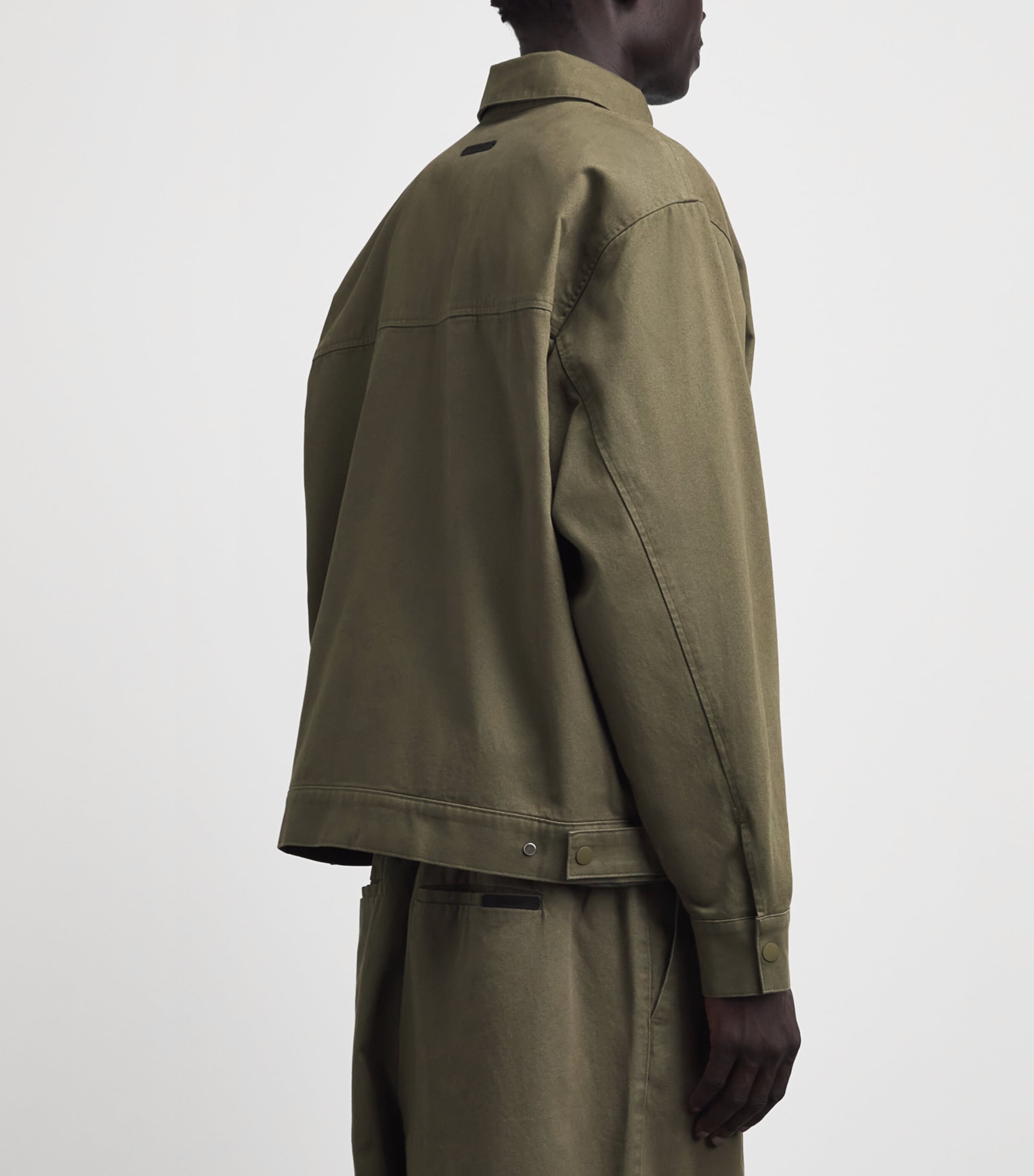 FEAR OF GOD ESSENTIALS Mens Cotton Twill Work Jacket Moss Image 5