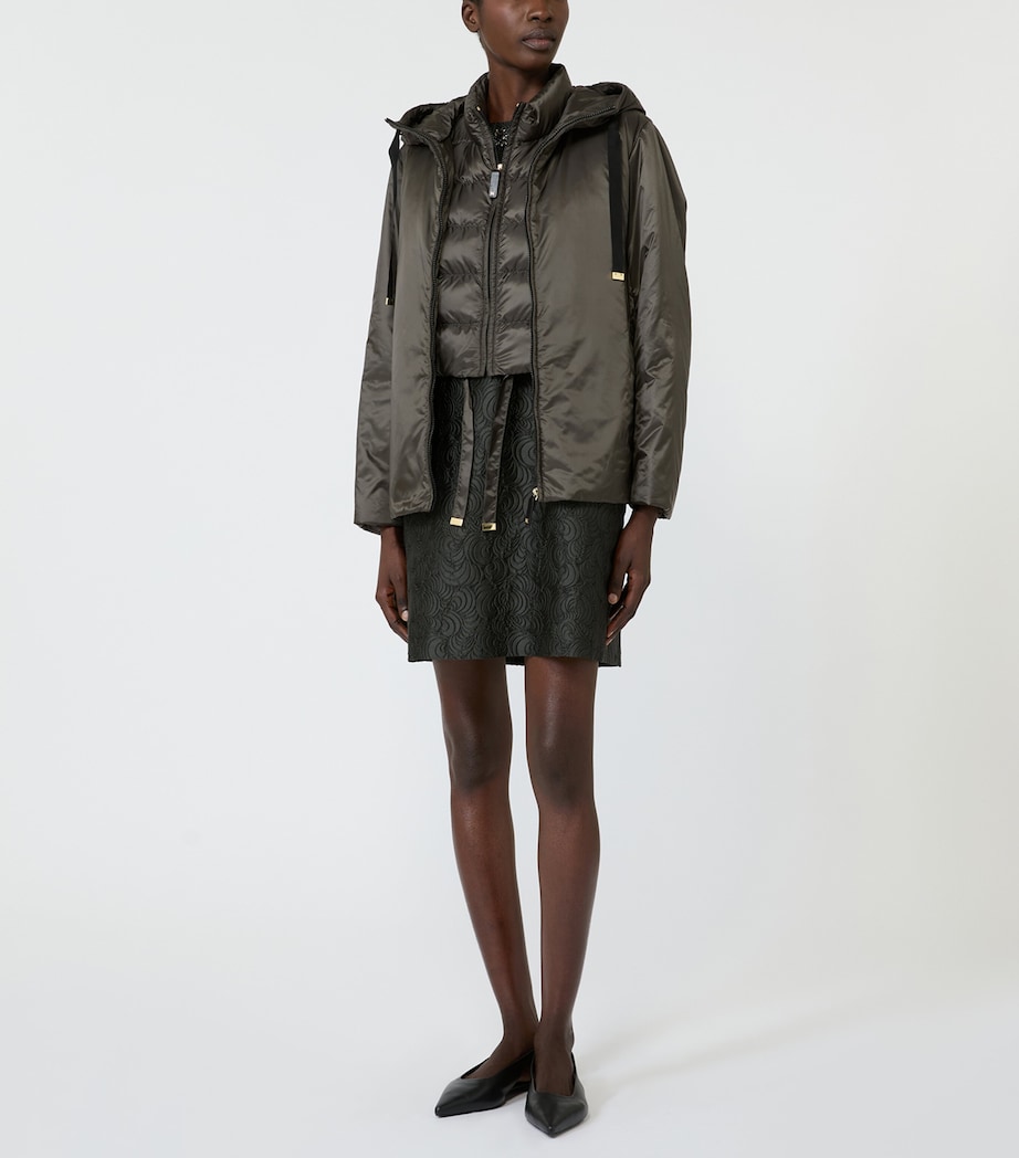 Max Mara Womens Padded Hooded Jacket Kaki Image 2