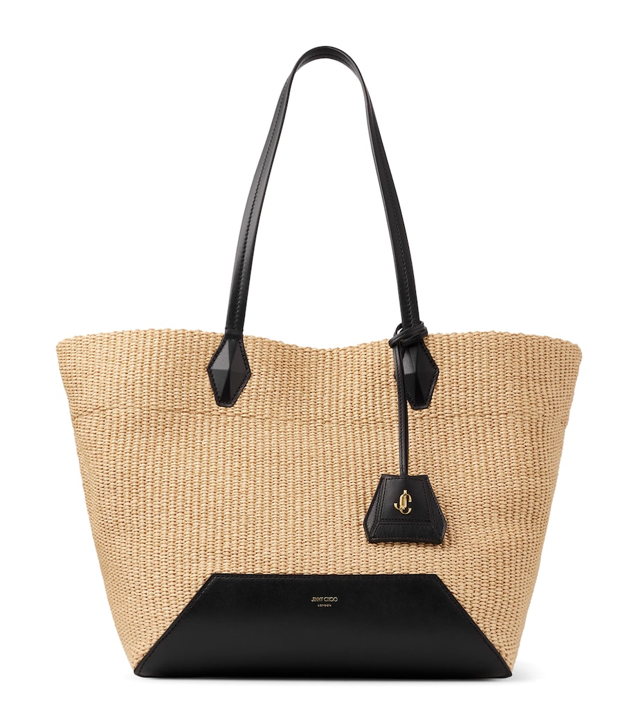 Medium Diamond Raffia Tote Bag NATURAL/BLACK/GOLD Image 1