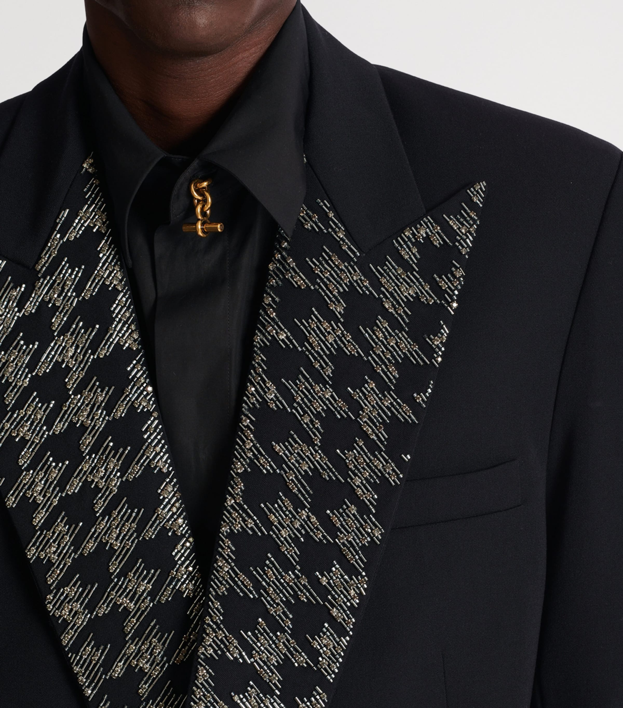 Embellished Double-Breasted Blazer EAW NOIR/CRISTAL Image 7