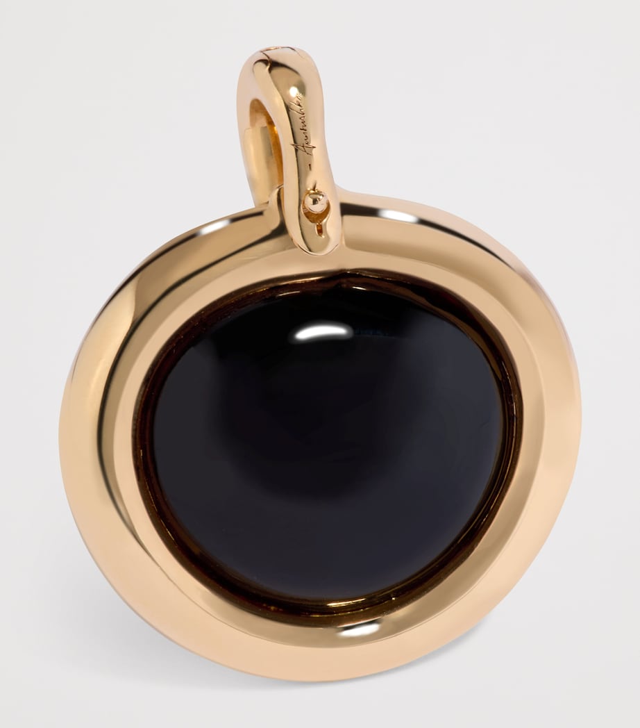 Yellow Gold and Drusy Black Onyx Sweetie Pendant Charm YELLOW GOLD Image 2