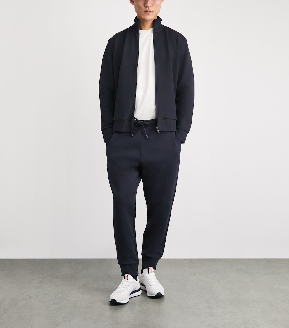 BOSS Mens Stretch-Cotton Cuffed Sweatpants Dark Blue Image 2