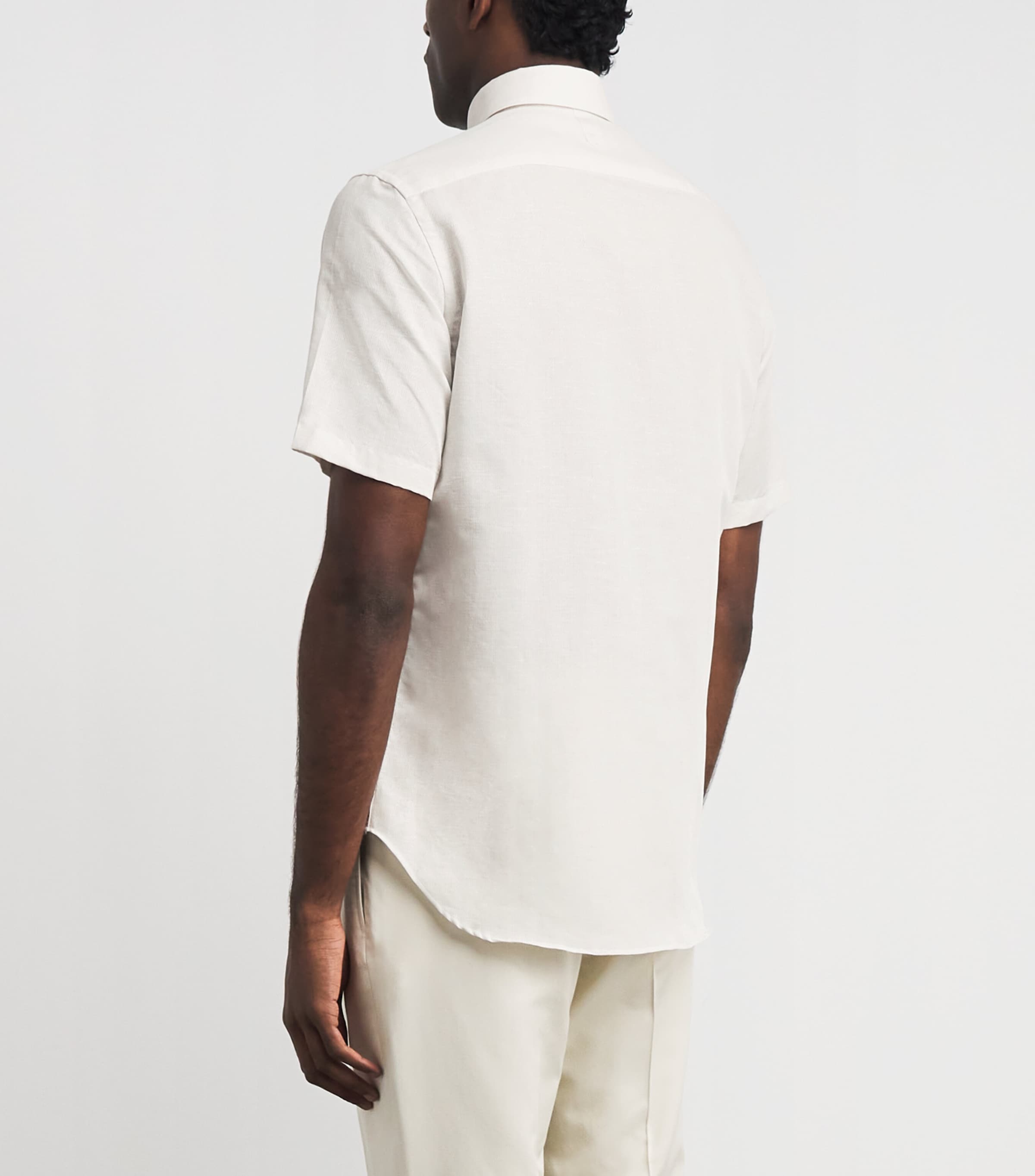 Canali Mens Cotton-Lyocell Short-Sleeve Shirt Image 5