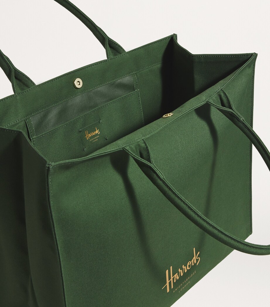 Harrods Green Large Cotton Logo Tote Bag Harrods US Harrods Green Large Cotton Logo Tote Bag Harrods US