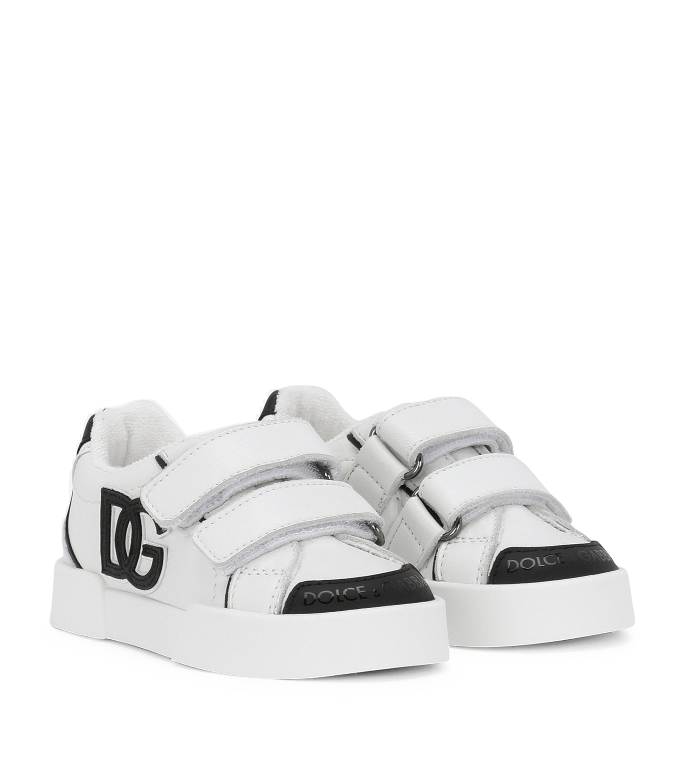 Leather Portofino Low-Top Sneakers 8B926-WHITE/BLACK Image 4