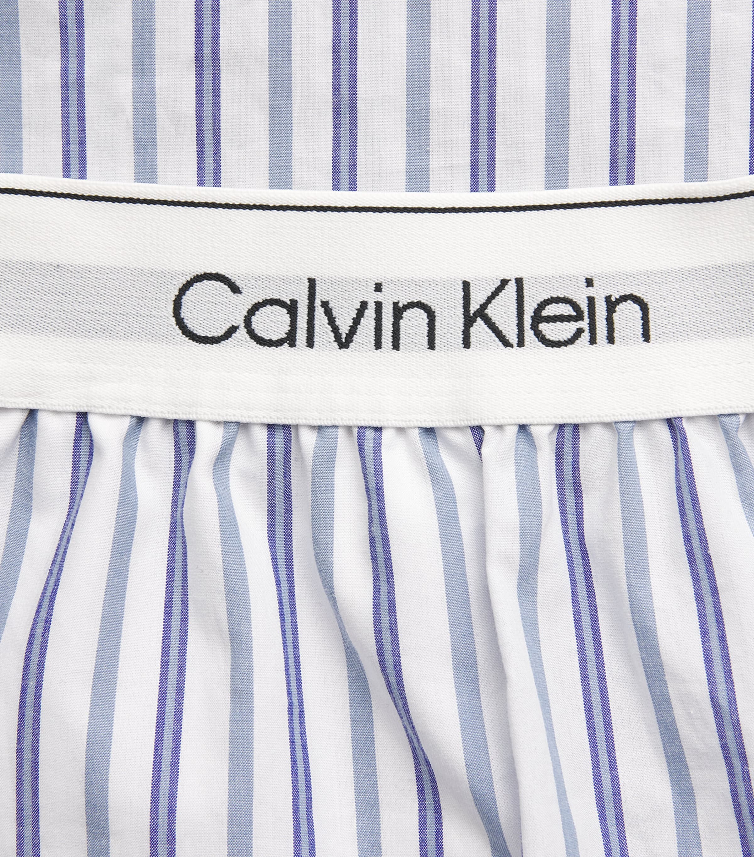 Calvin Klein Mens Cotton Poplin Stripe Pyjama Shorts Aurora Strip Blu Image 6