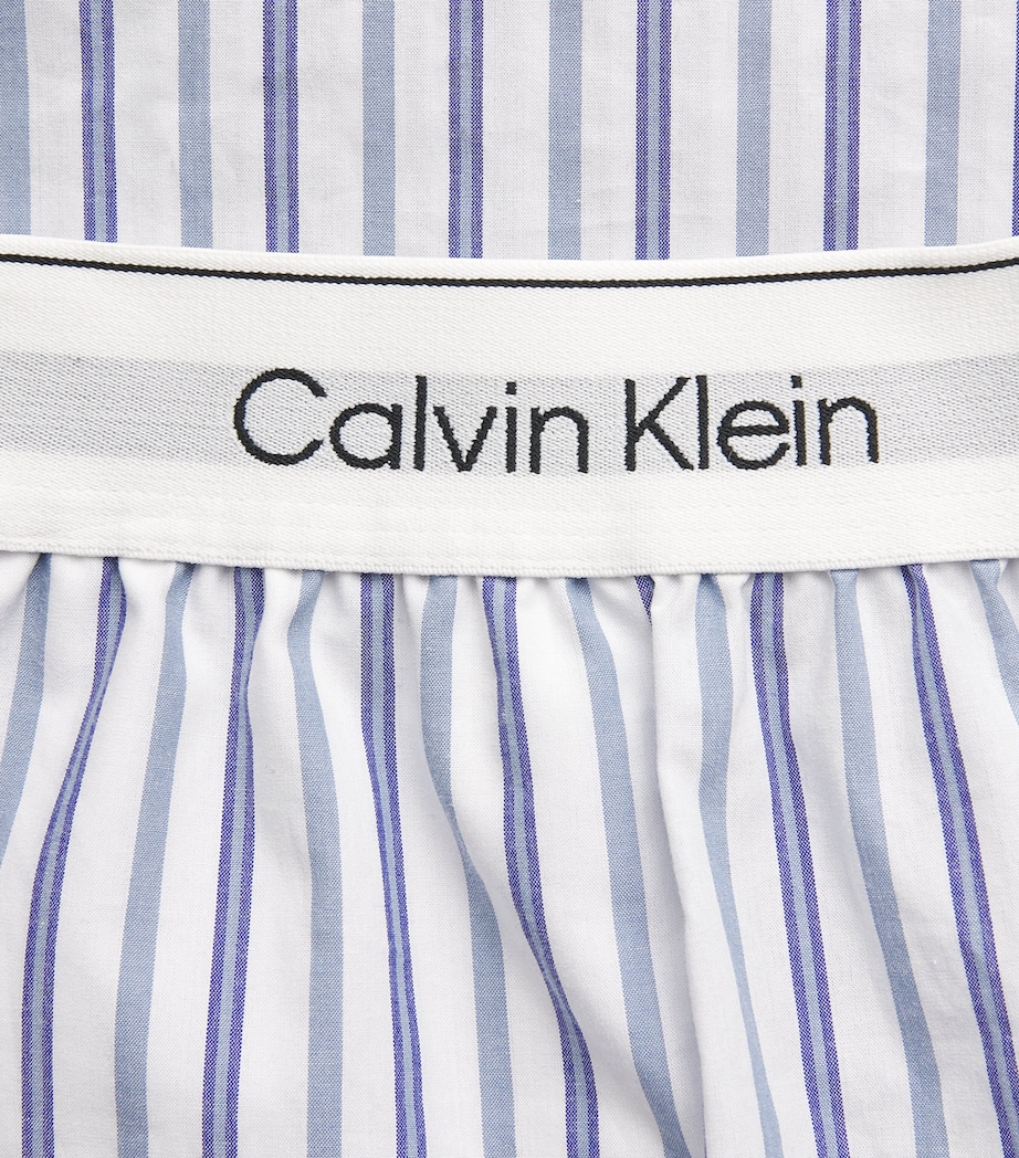 Calvin Klein Mens Cotton Poplin Stripe Pyjama Shorts Aurora Strip Blu Image 6