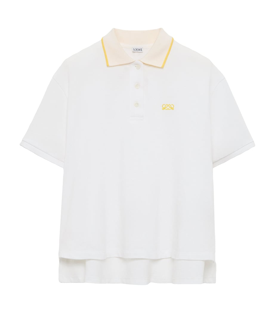 LOEWE Womens Stretch-Cotton Polo Shirt White Image 1
