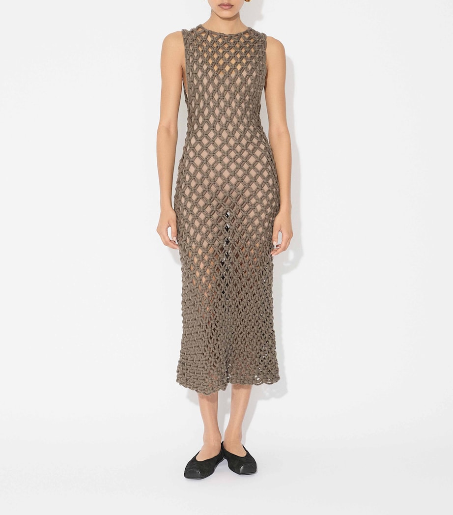 Cotton-Blend Midi Dress GRIS TAUPE Image 2