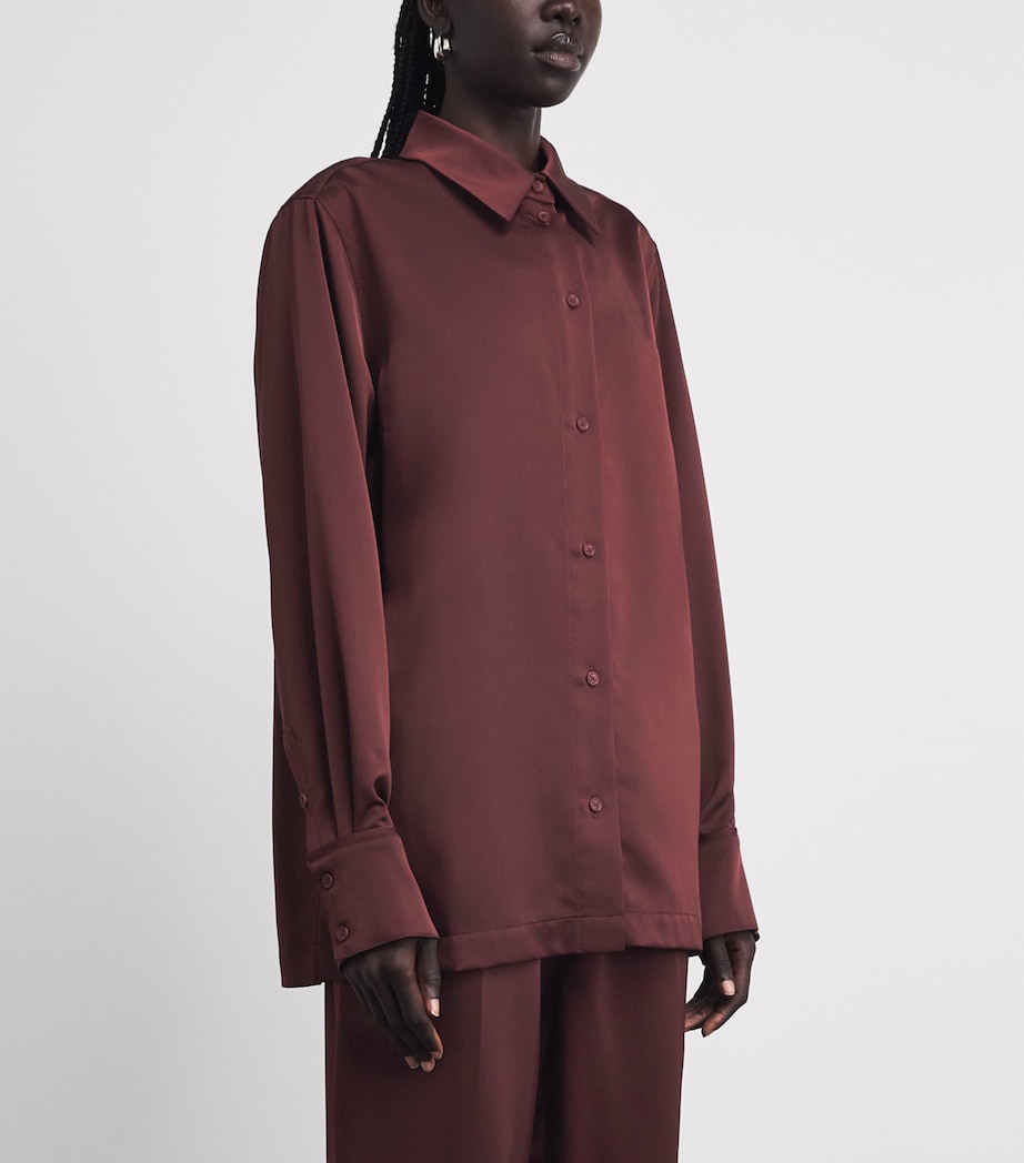 CAMILLA AND MARC Womens Satin Ground Shirt Burgundy Image 4