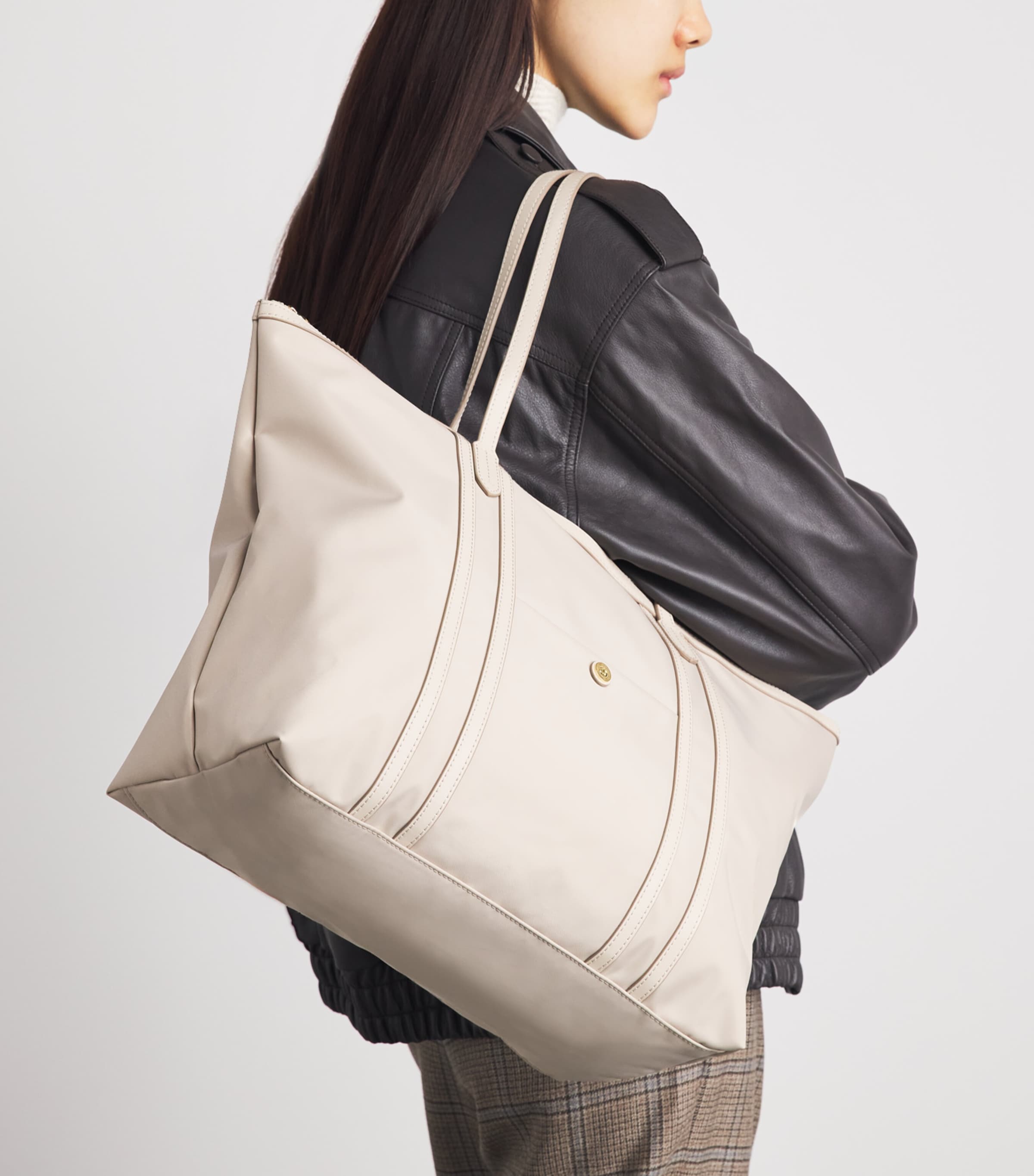 Harrods Nylon Jetsetter Tote Bag Neutral Image 2