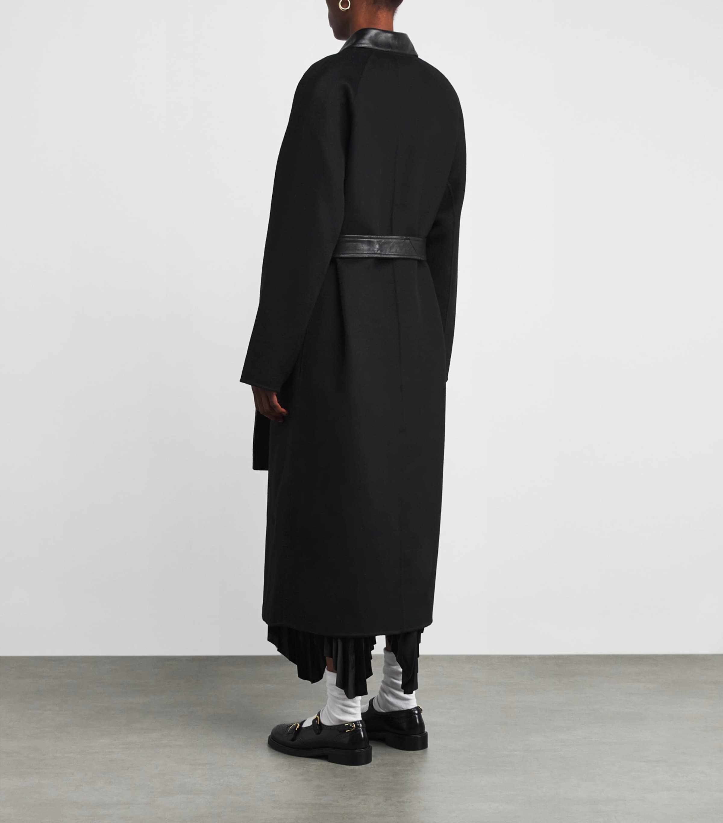 Wool Double-Breasted Coat BLACK Image 4