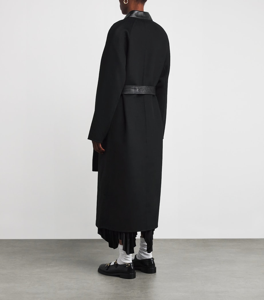 Wool Double-Breasted Coat BLACK Image 4