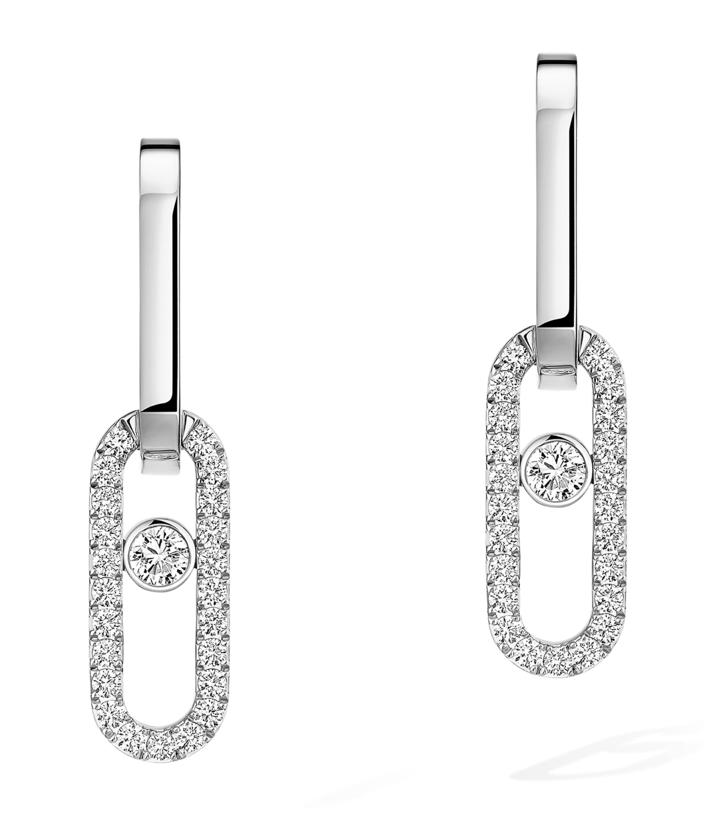 Messika Move Link White Gold and Diamond Drop Earrings (0.85ct) White Gold Image 1