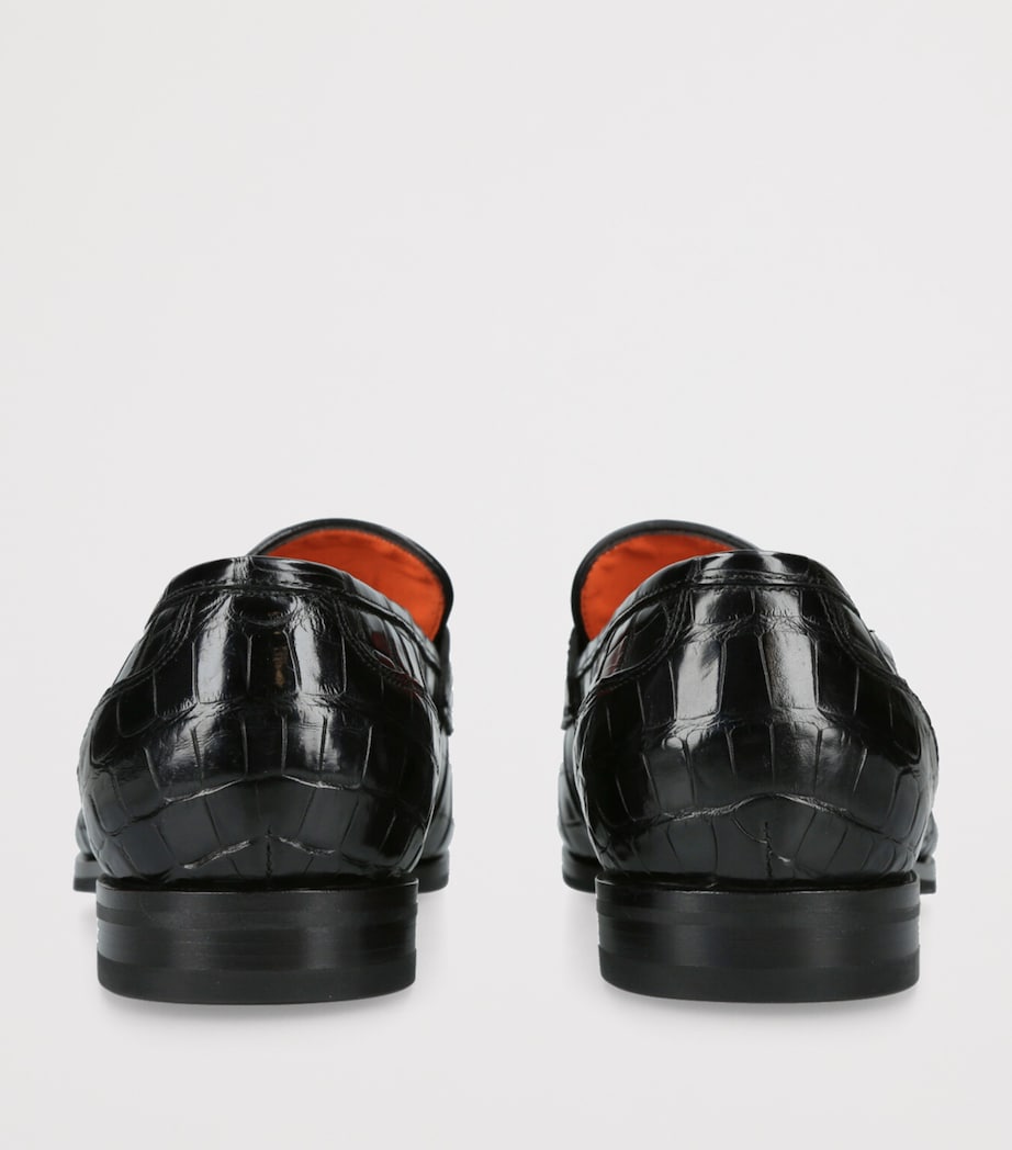 Crocodile Leather Derby Loafers BLACK Image 2
