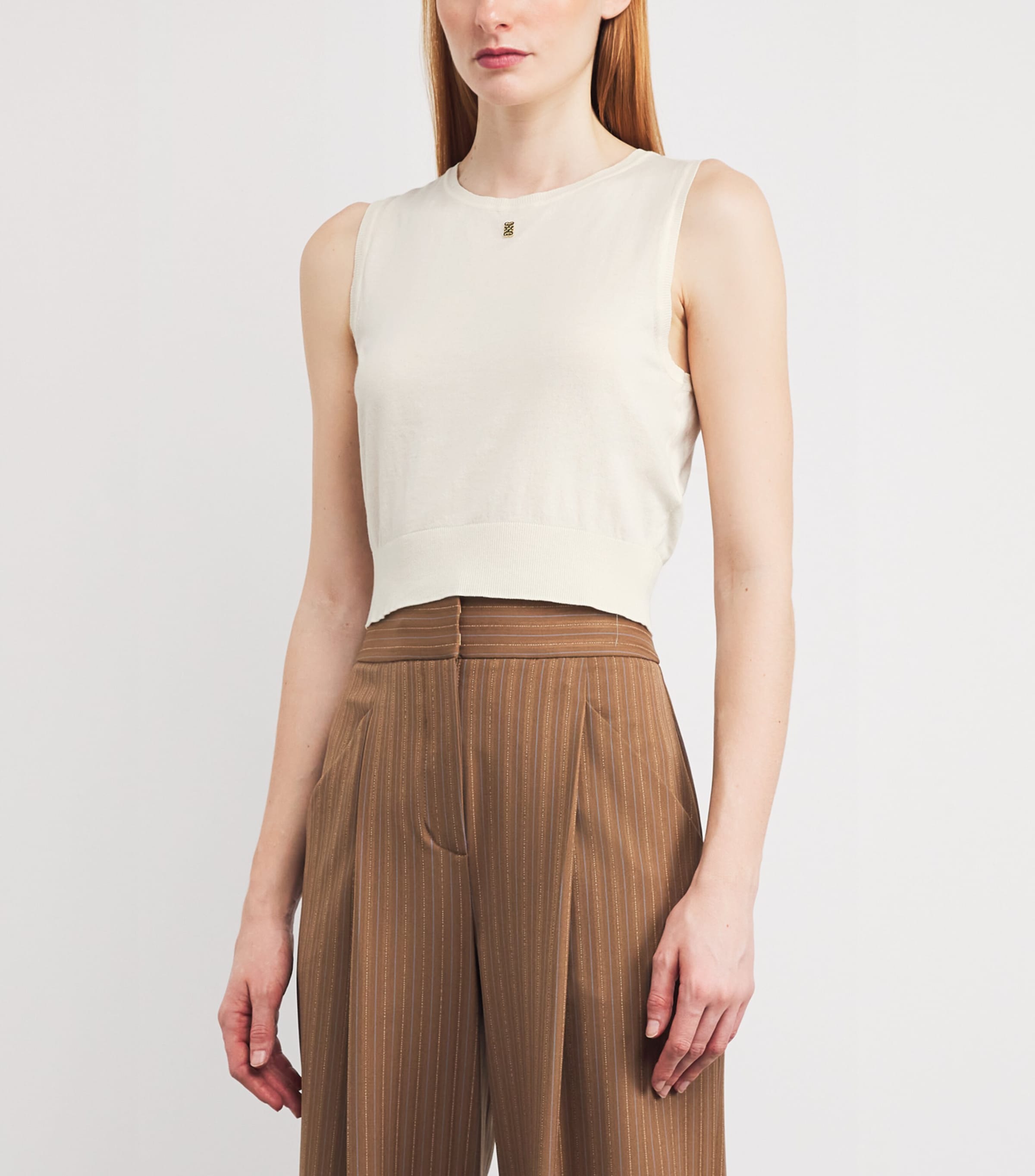 Cotton-Blend Tank Top ECRU Image 3