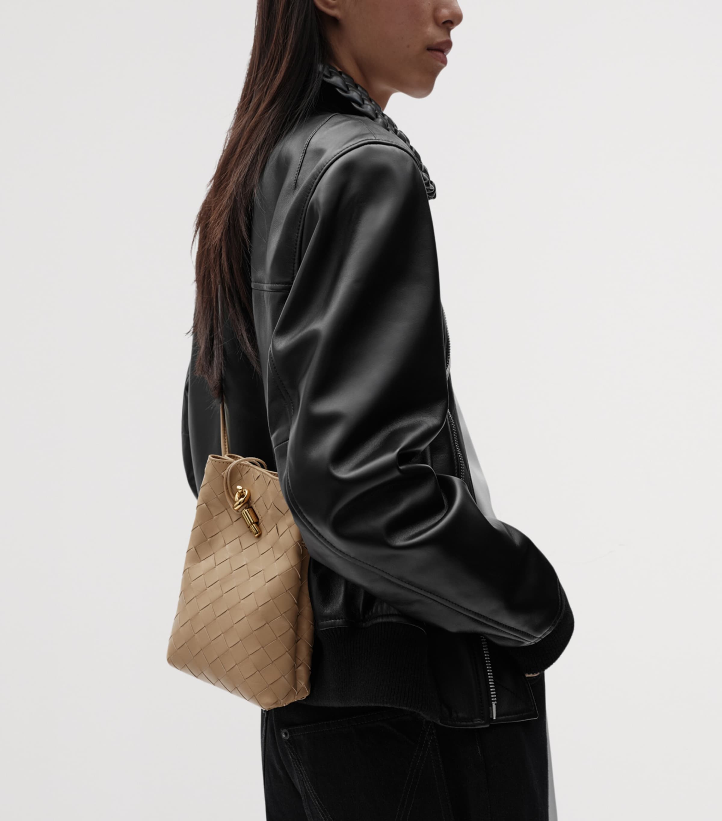 Bottega Veneta Neutral Leather Andiamo Phone Pouch | Harrods CA