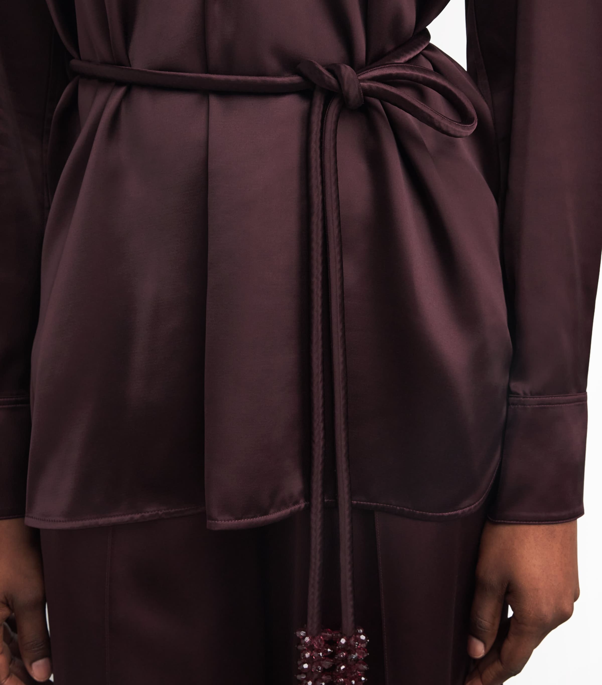 Satin V-Neck Blouse 600 MERLOT Image 6