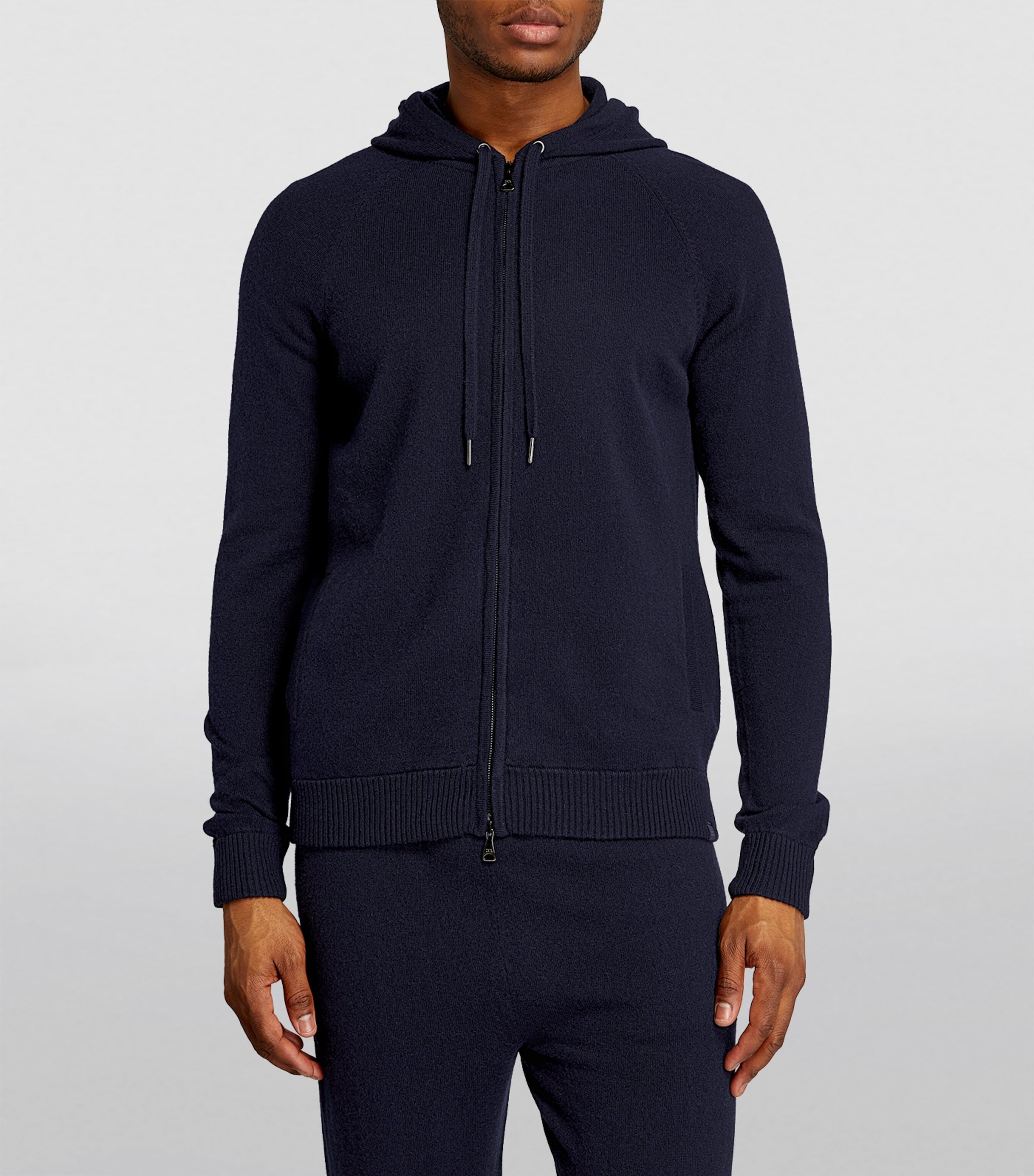 Derek Rose Mens Cashmere Finley Zip-Up Hoodie Nav/navy Image 2