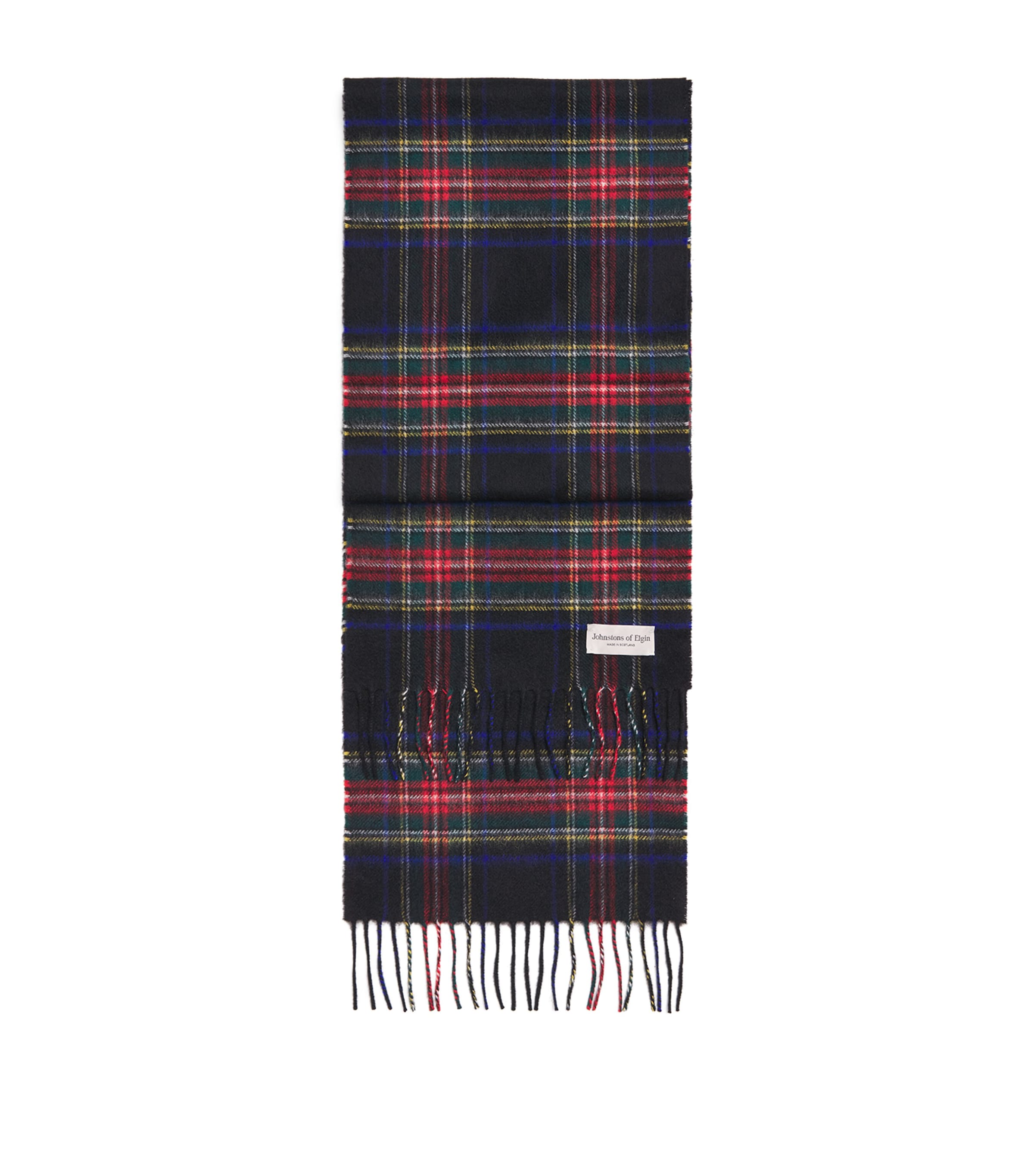 Johnstons Of Elgin Cashmere Tartan Scarf Black Stewart Image 1