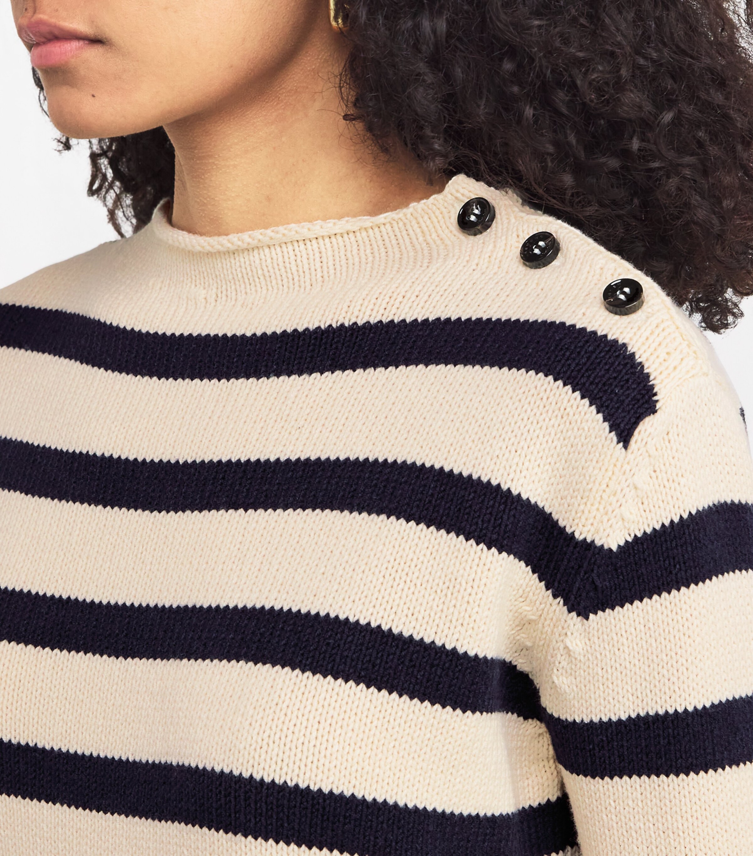 Cotton-Blend Stripe Sweater NAVY Image 6