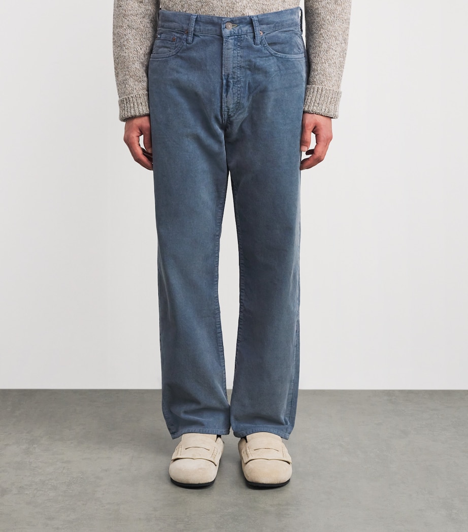 Cotton Corduroy Straight Fit Trousers FADED NAVY Image 3