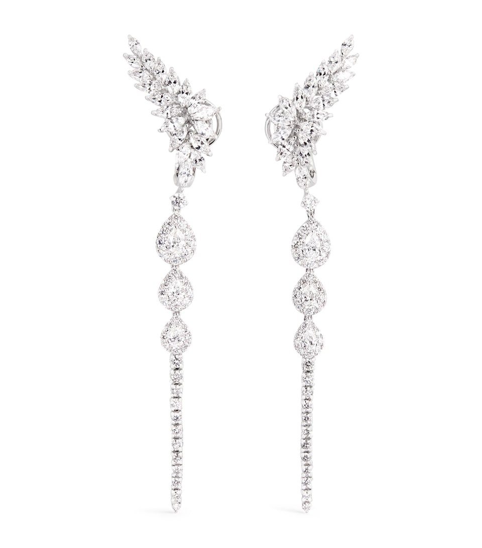 White Gold and Diamond Pearlescent Drop Earrings