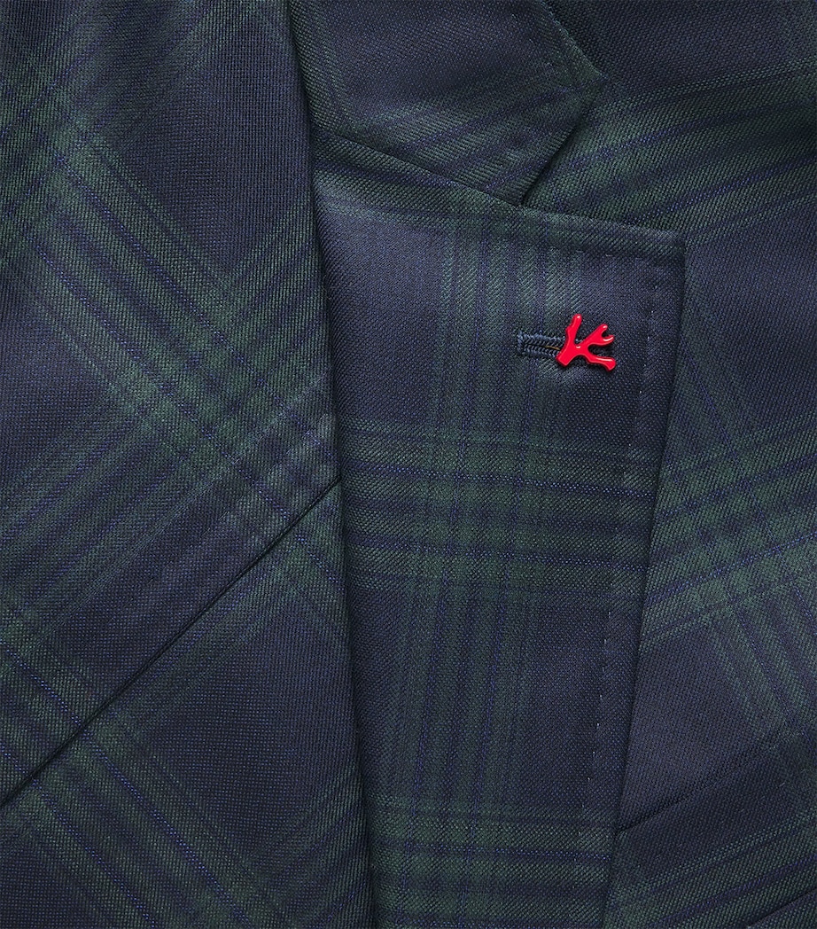 Isaia Mens Wool Check Capri Blazer Image 6