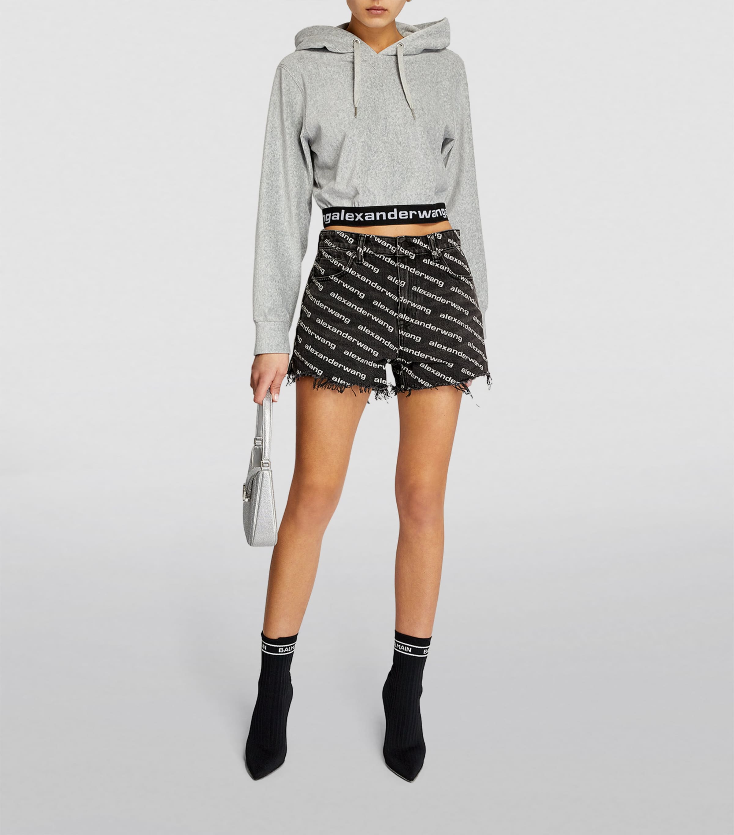 Alexander Wang Logo Print Denim Shorts | Harrods US