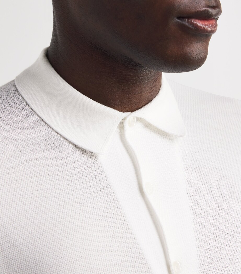 Sea Island Cotton Piqué Roth Polo Shirt WHITE Image 6