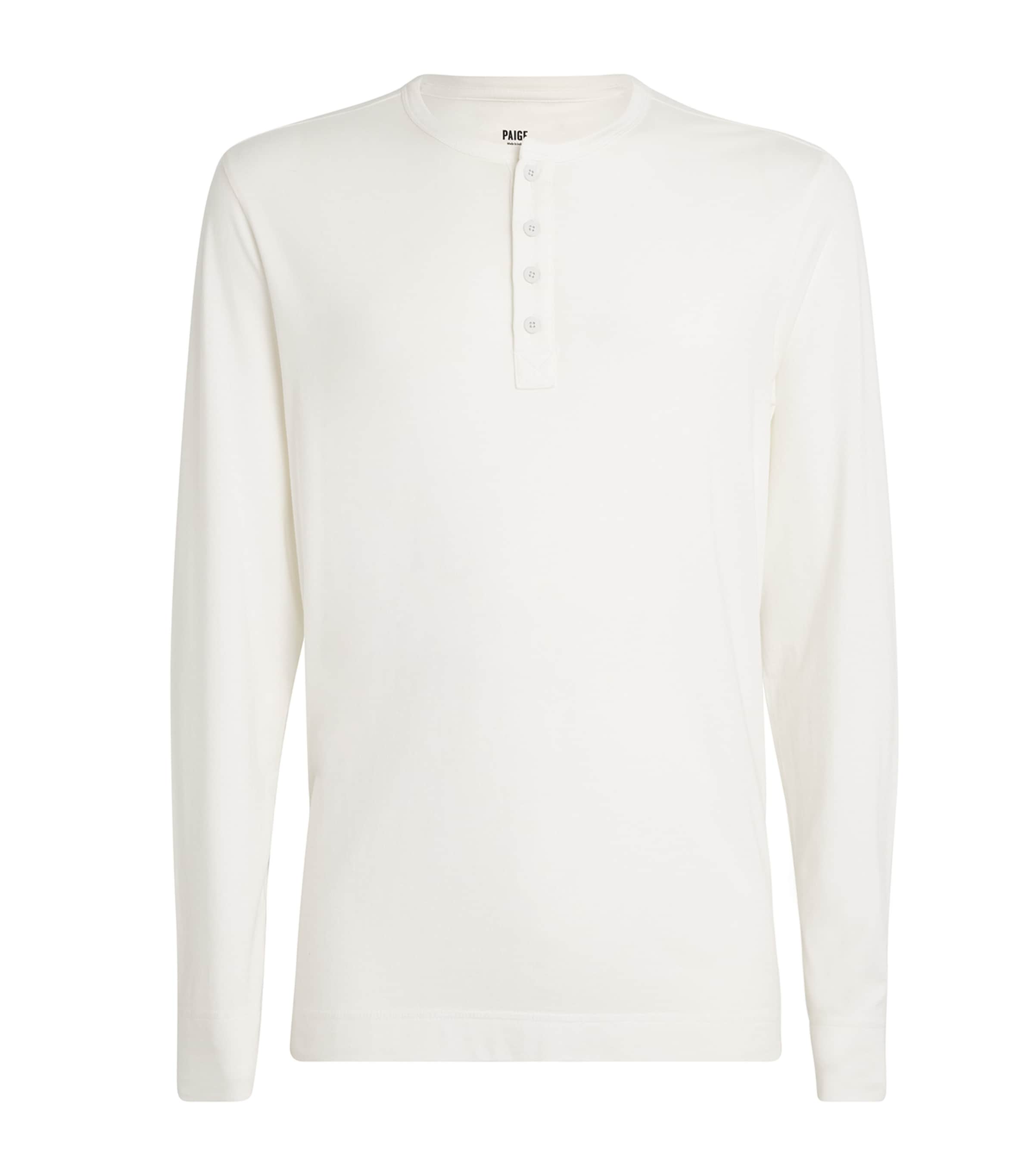 Paige Long-sleeved Henley Top In White