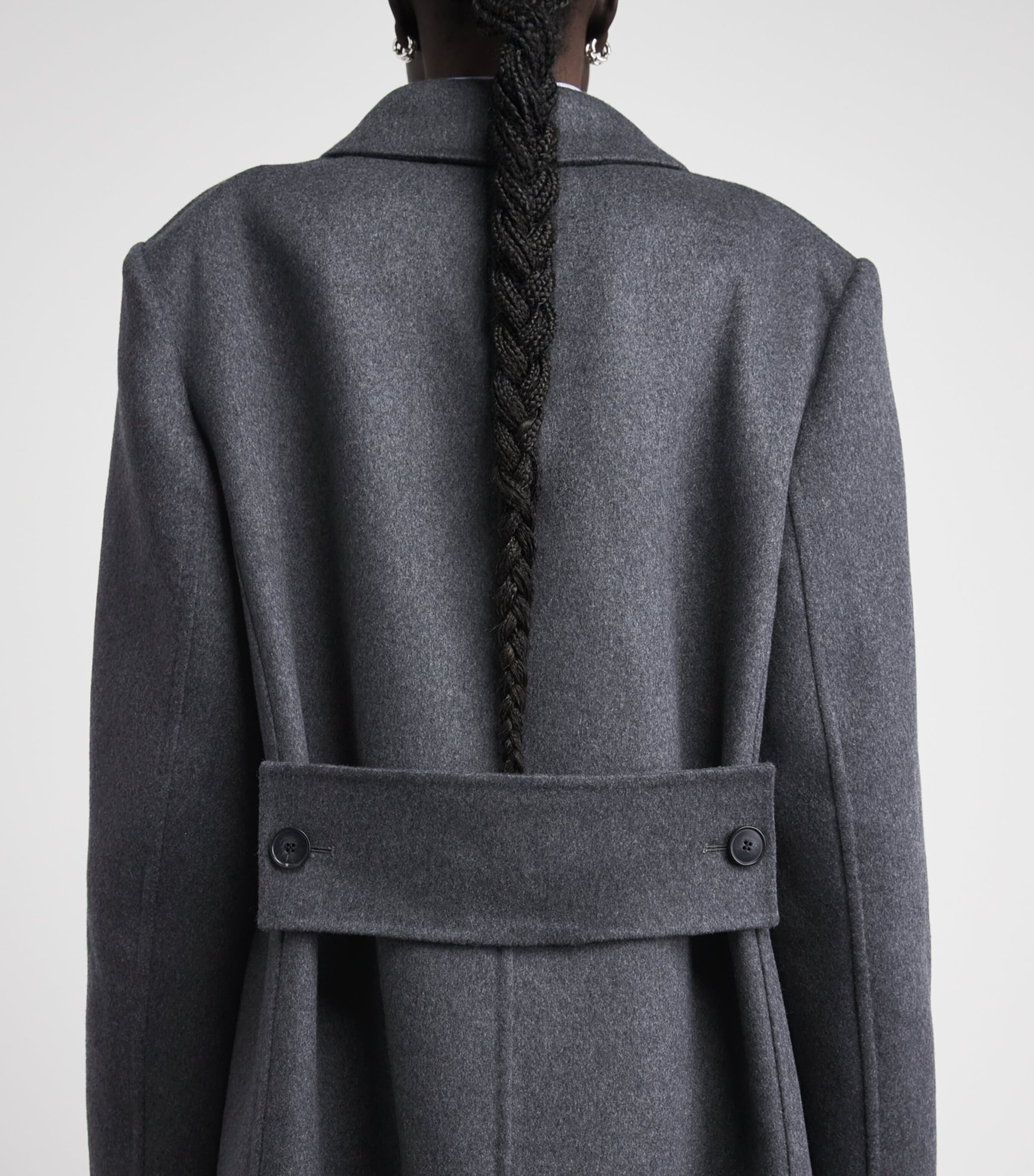 Victoria Beckham Womens Wool-Cashmere Double-Faced Overcoat Dark Grey Melange Image 5