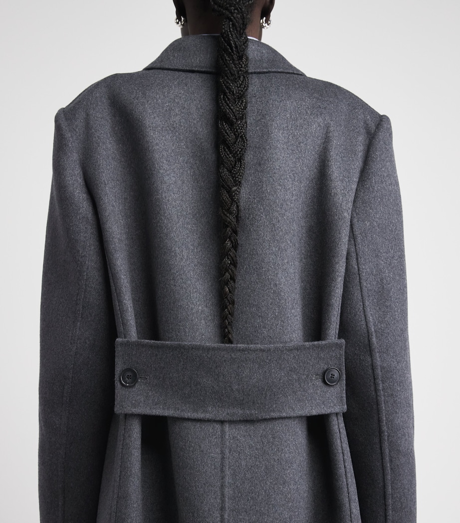 Victoria Beckham Womens Wool-Cashmere Double-Faced Overcoat Dark Grey Melange Image 5