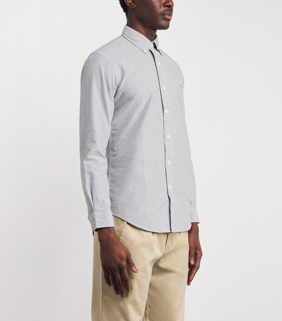 Custom Fit Stripe Oxford Shirt SLATE WHITE Image 3