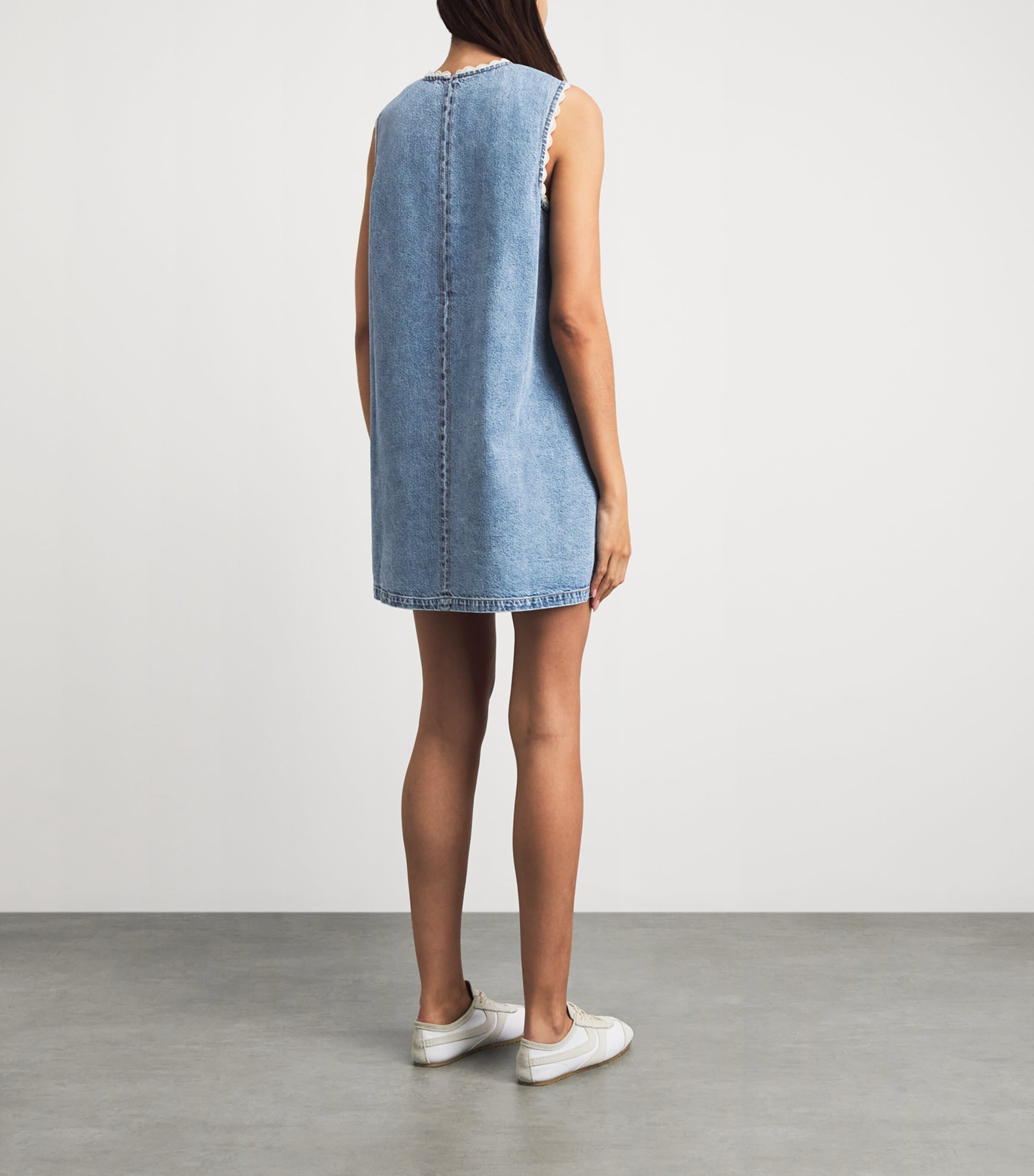 FRAME Womens Denim Crochet Tide Mini Dress Dawn Image 4