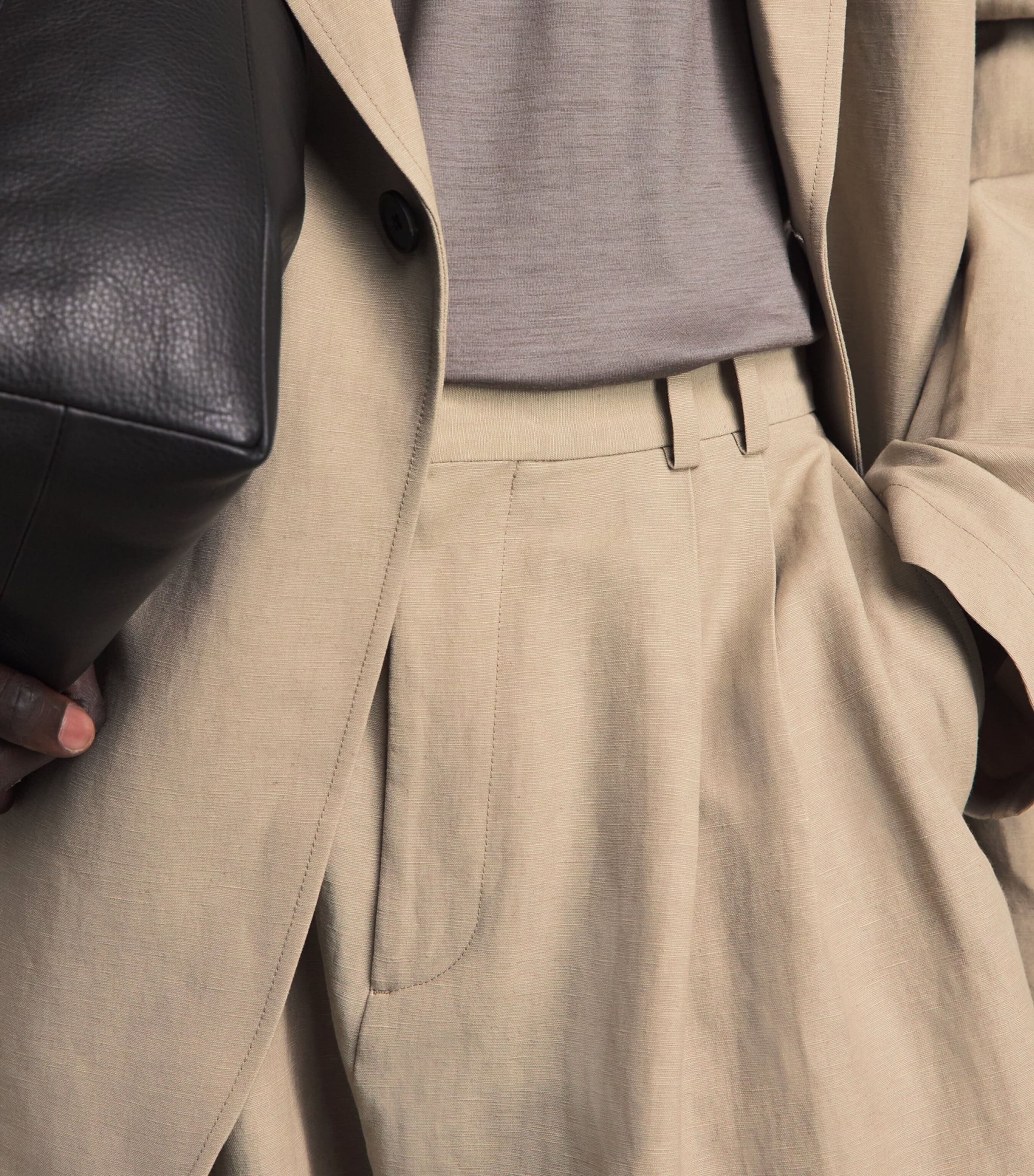 Studio Nicholson Mens Double Pleated Volume Trousers Sand Image 3