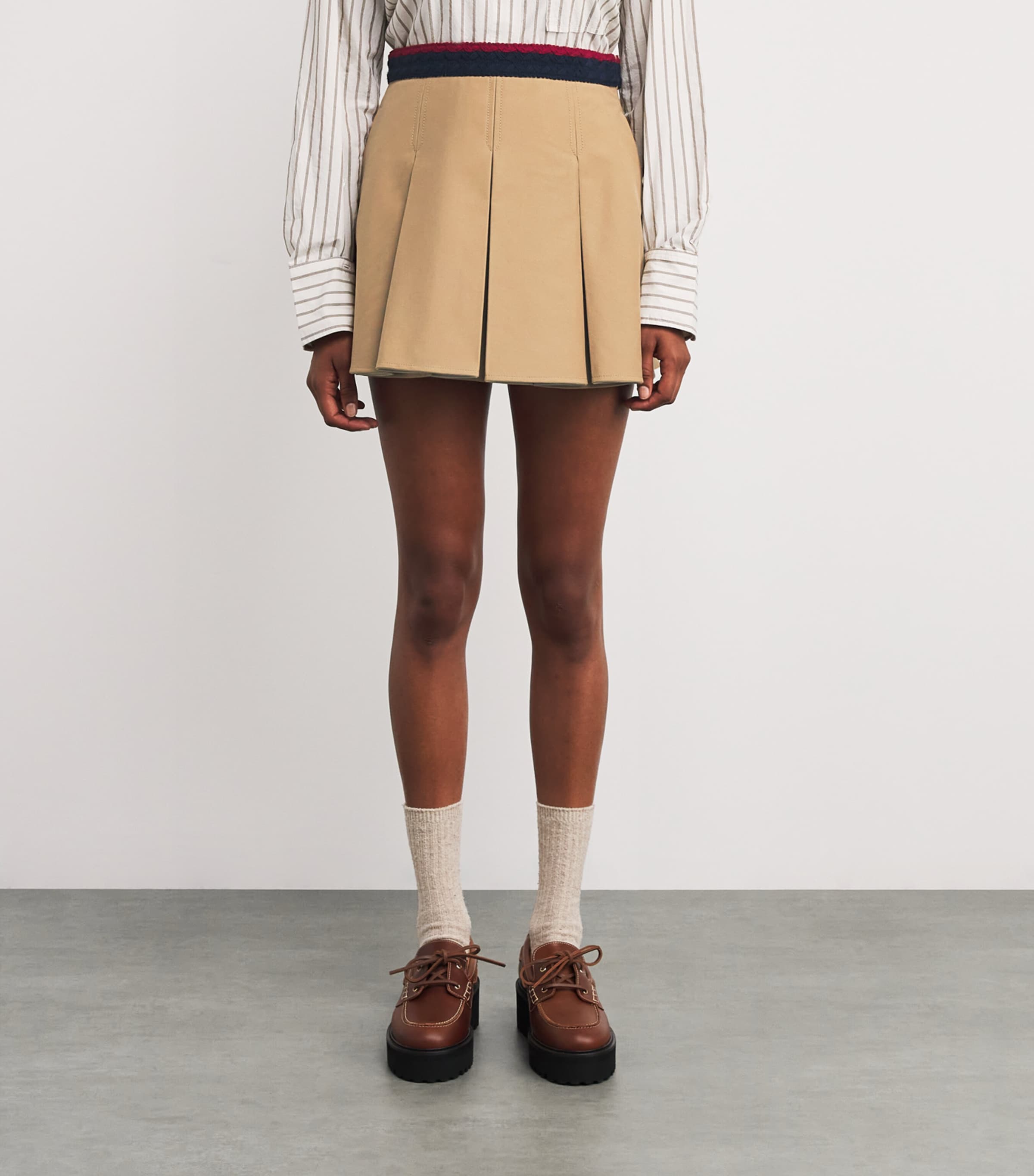 Stretch-Cotton Pleated Mini Skirt 209 Image 3